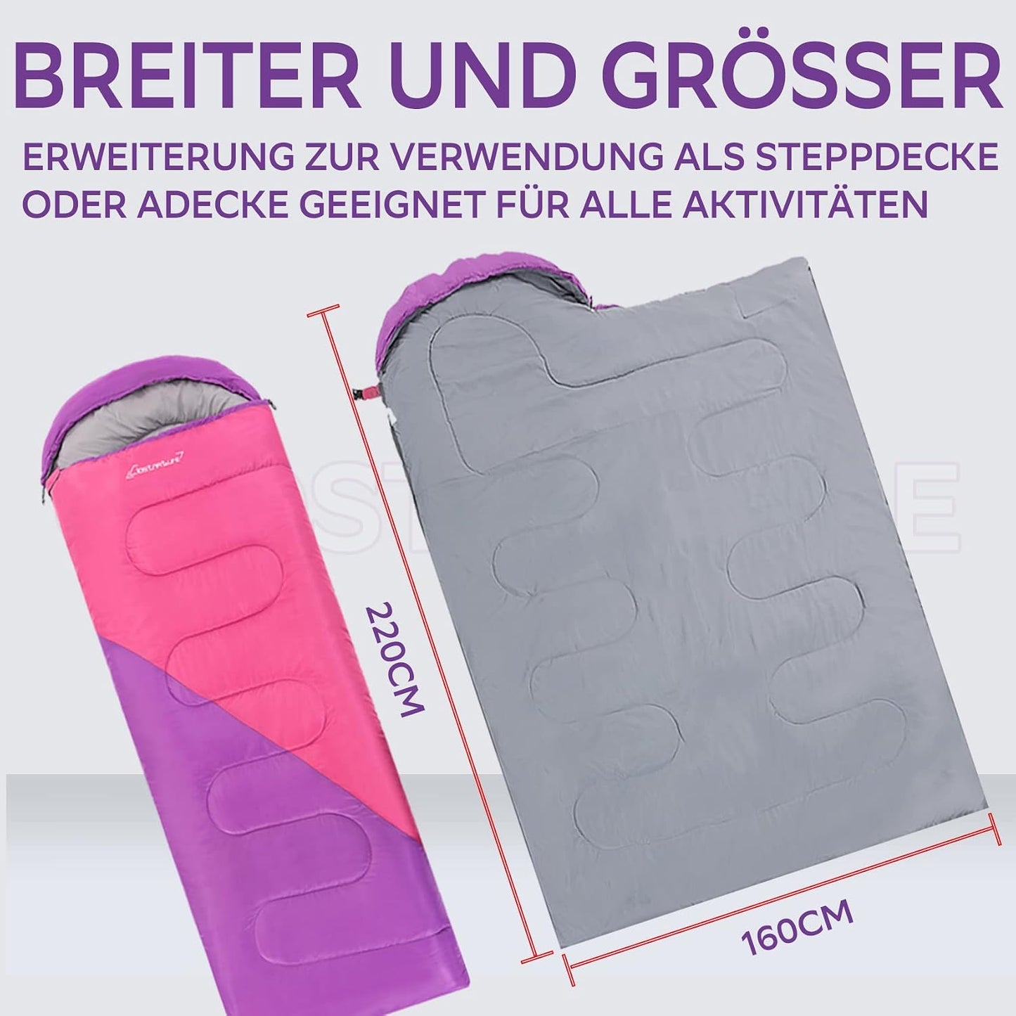 Leichter Schlafsack für Outdoor-Aktivitäten, Rosa 1.3 KG