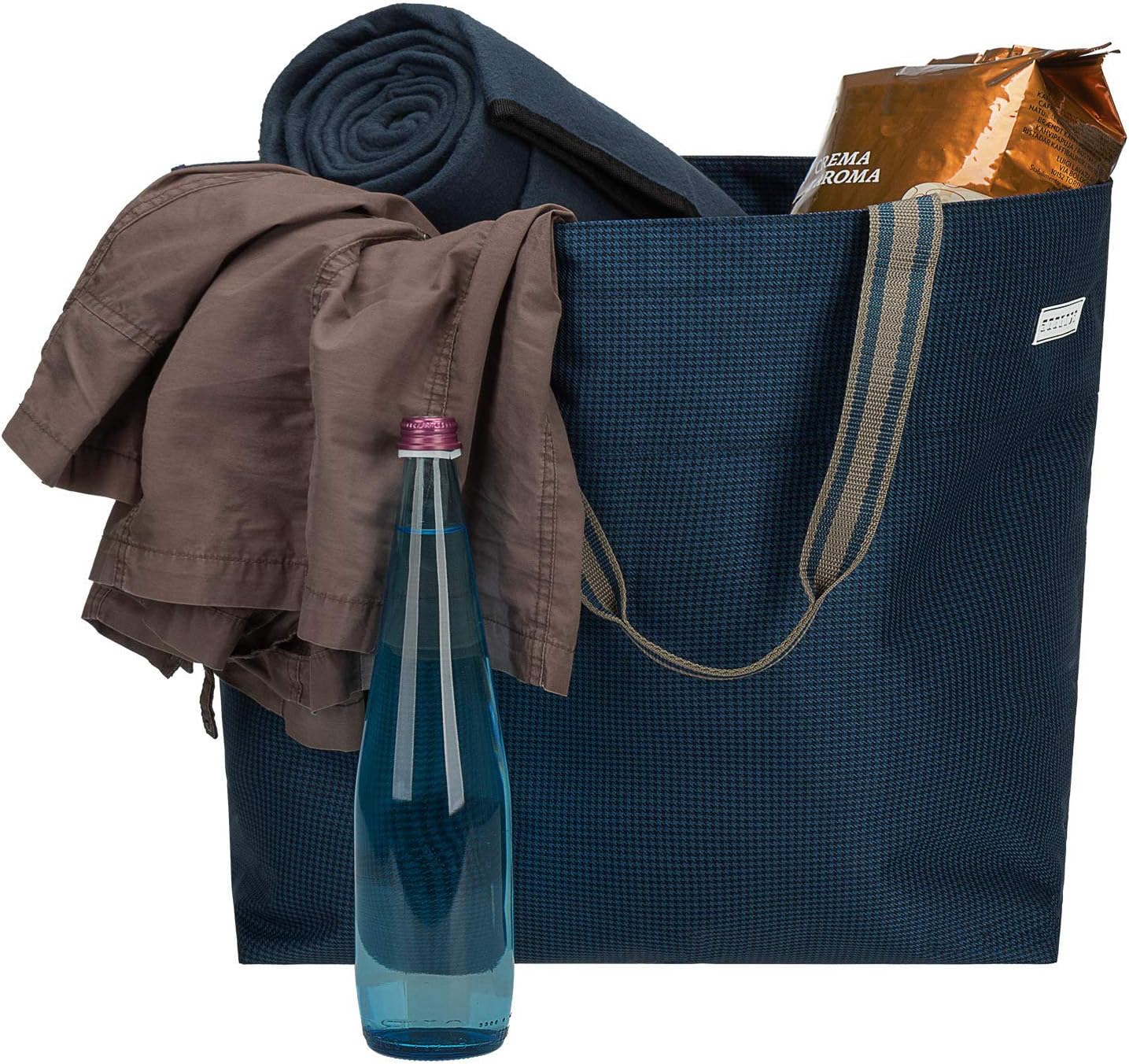 Strandtasche, Blau Hahnentritt