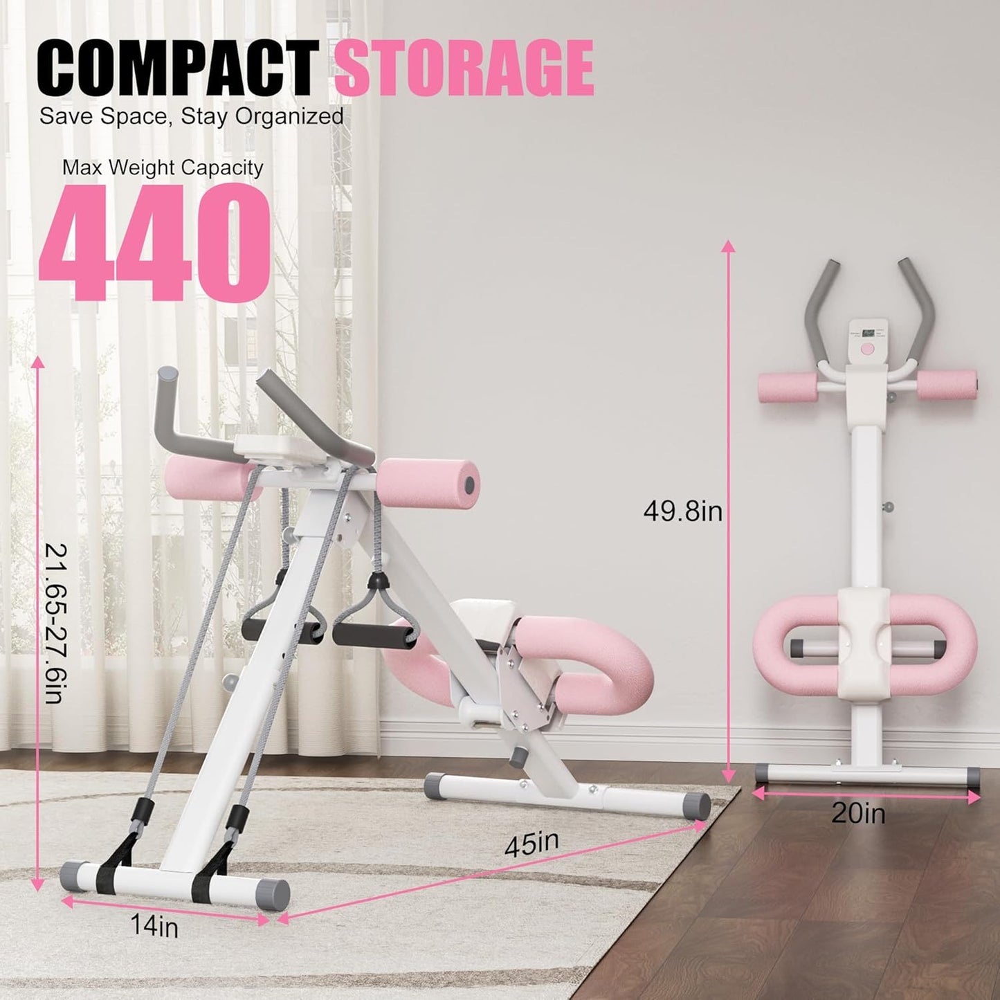 Verstellbarer Bauchtrainer, Rosa