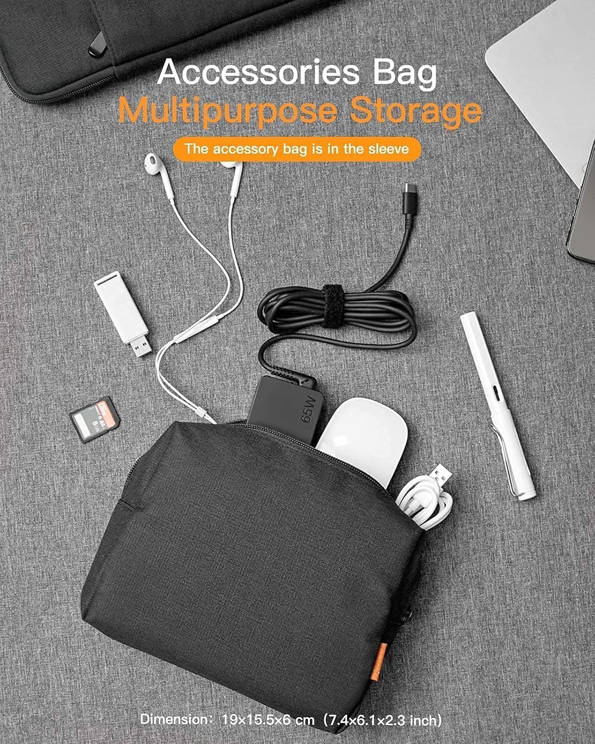 Laptoptasche mit Zubehörtasche, 14 Zoll / Schwarz