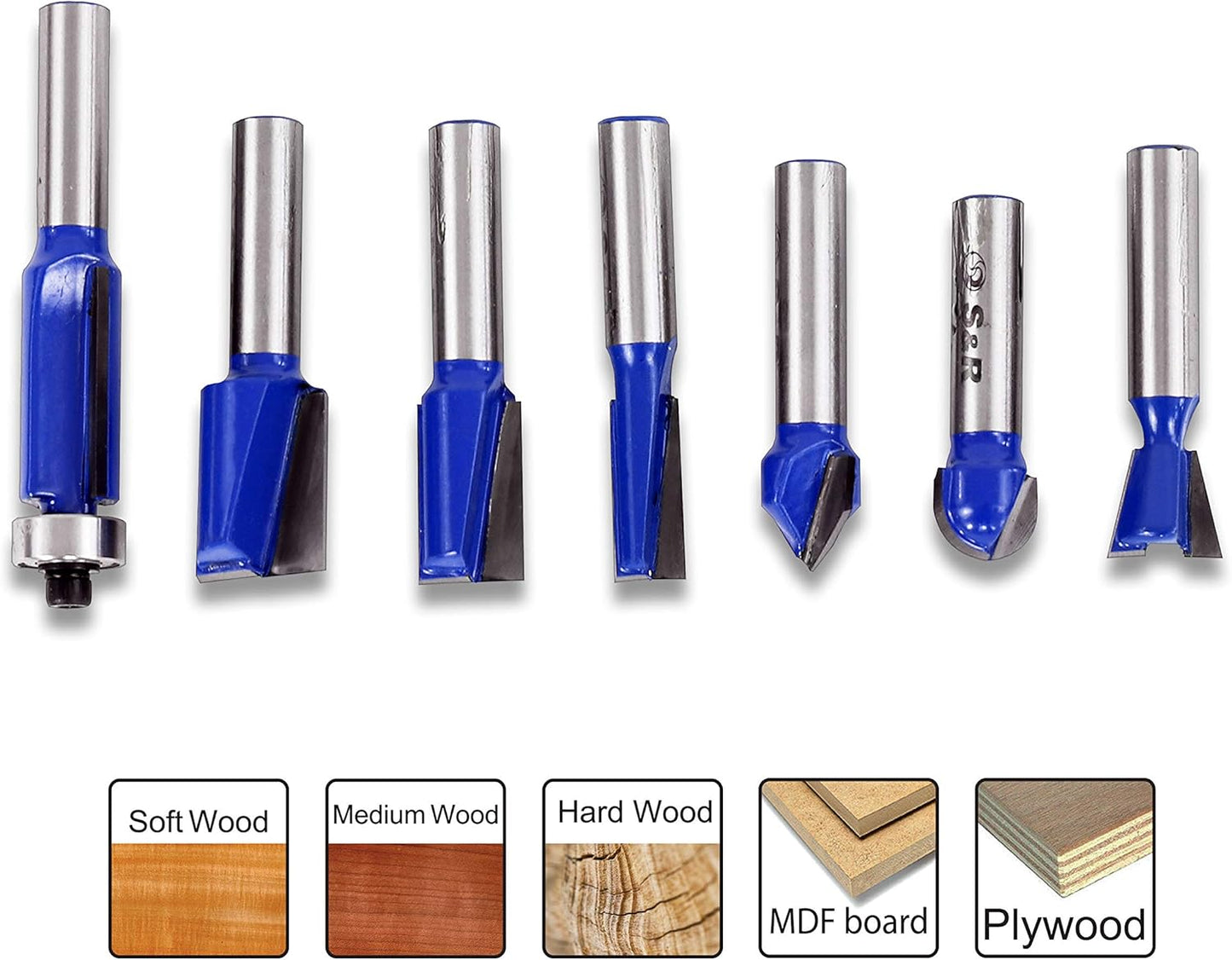 Hochleistungs-Fräser-Set für Holz, Set 12-teilig, f. Hartholz