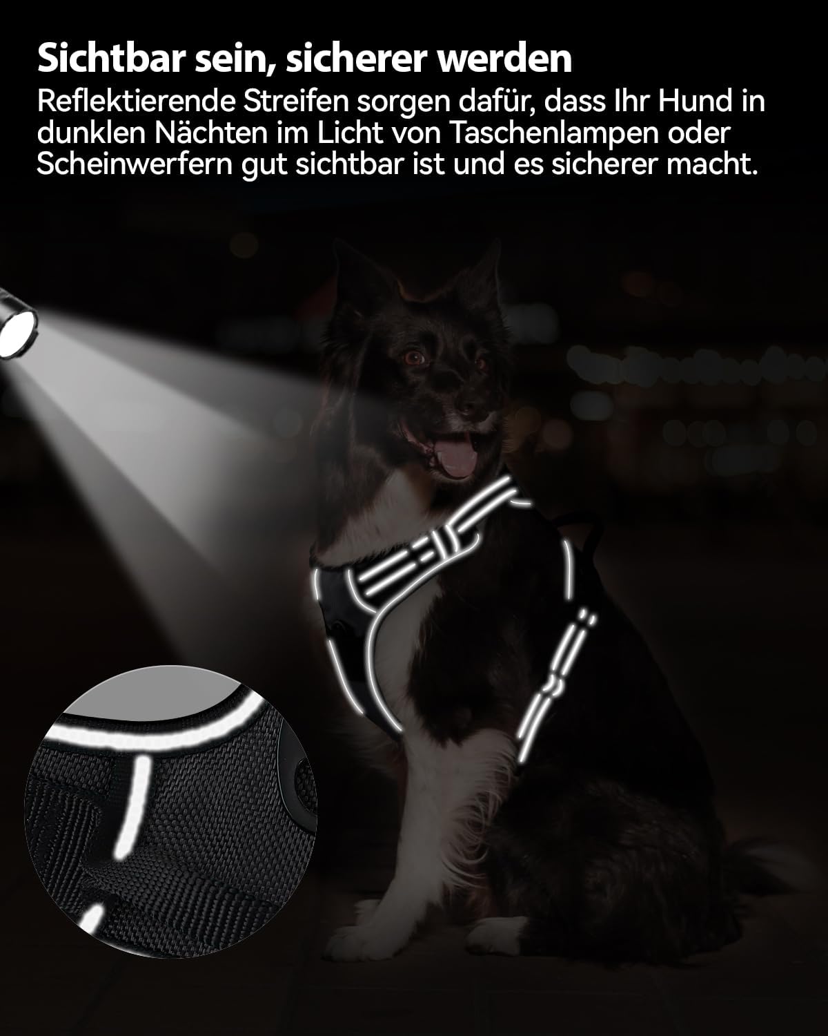 Reflektierendes Hundegeschirr, S (1er Pack) / Schwarz