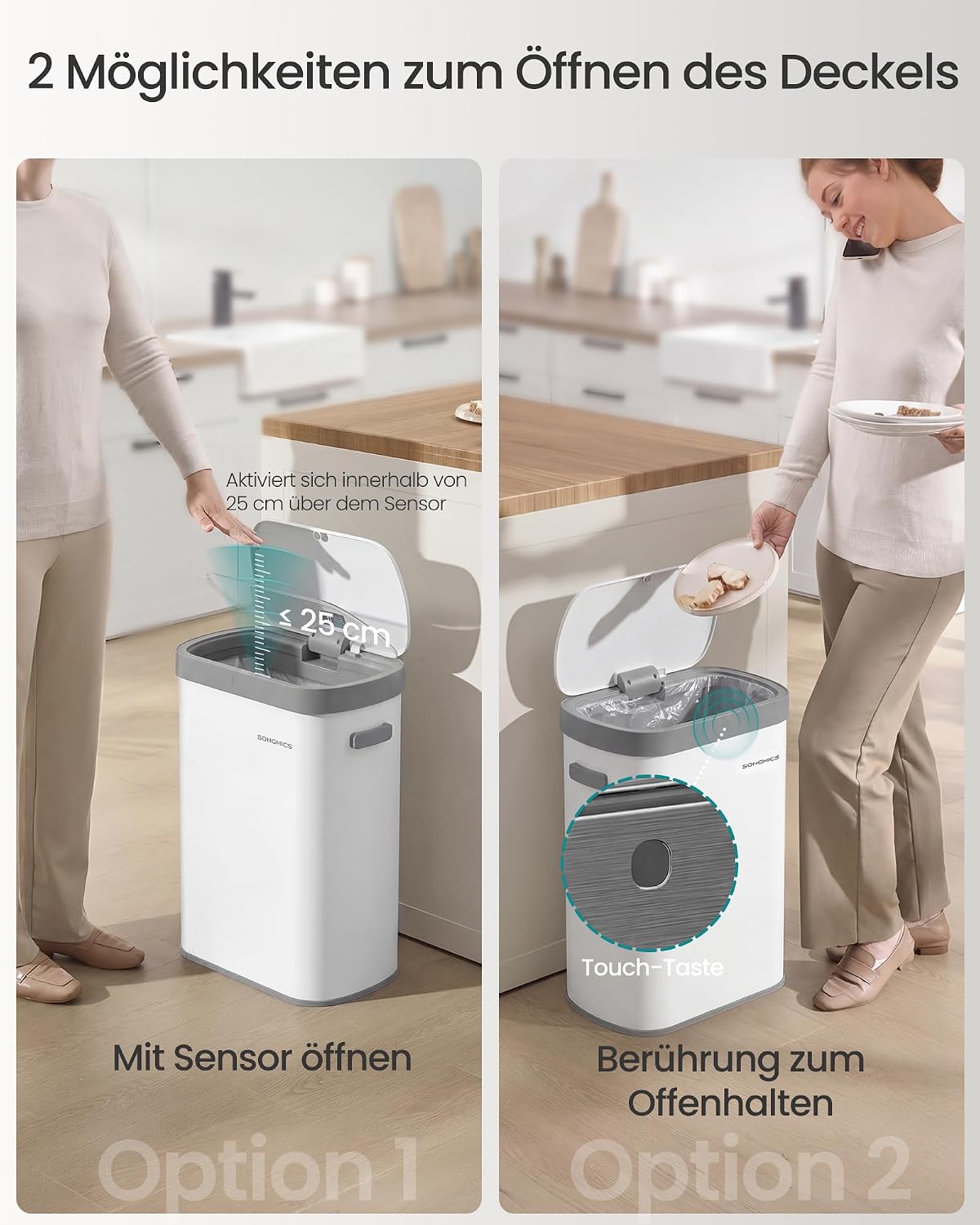 LTB640WZ02 Mülleimer mit Sensor und Softclose-Deckel, weiss