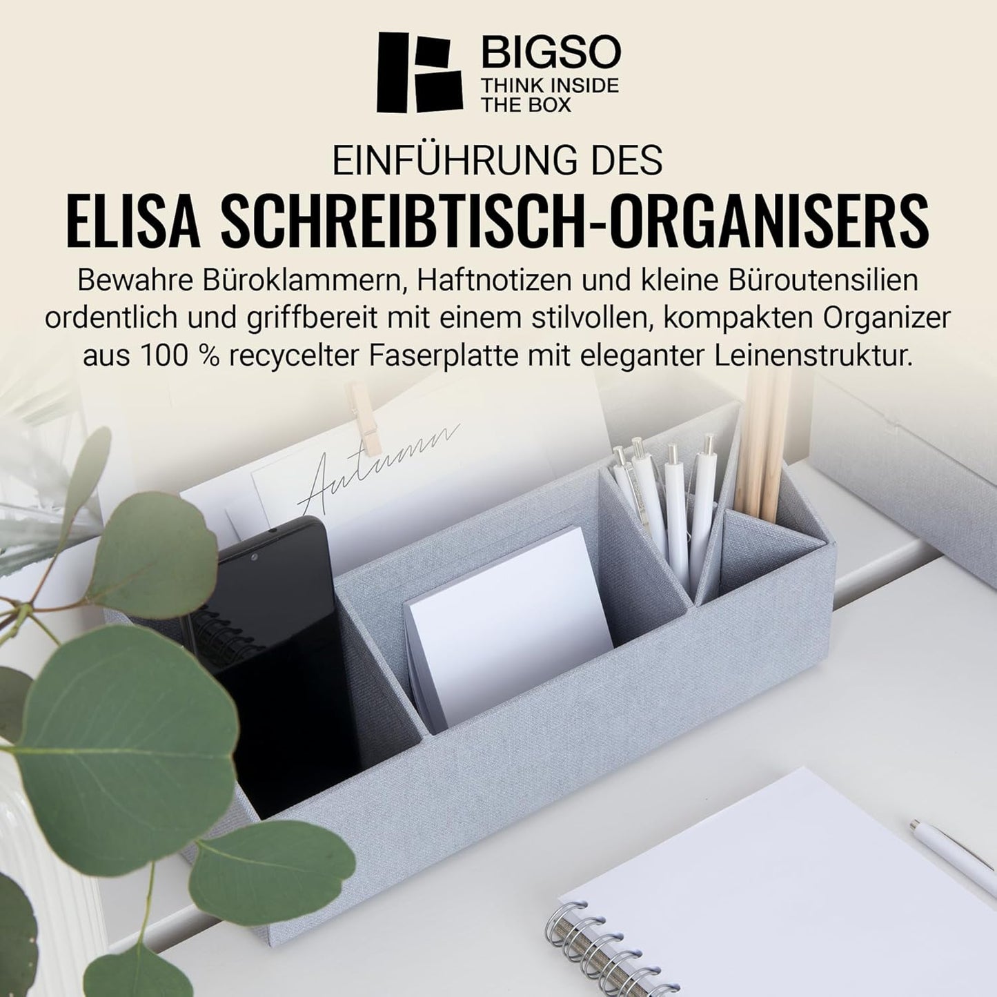 Schreibtisch-Organizer Elisa, Hellgrau
