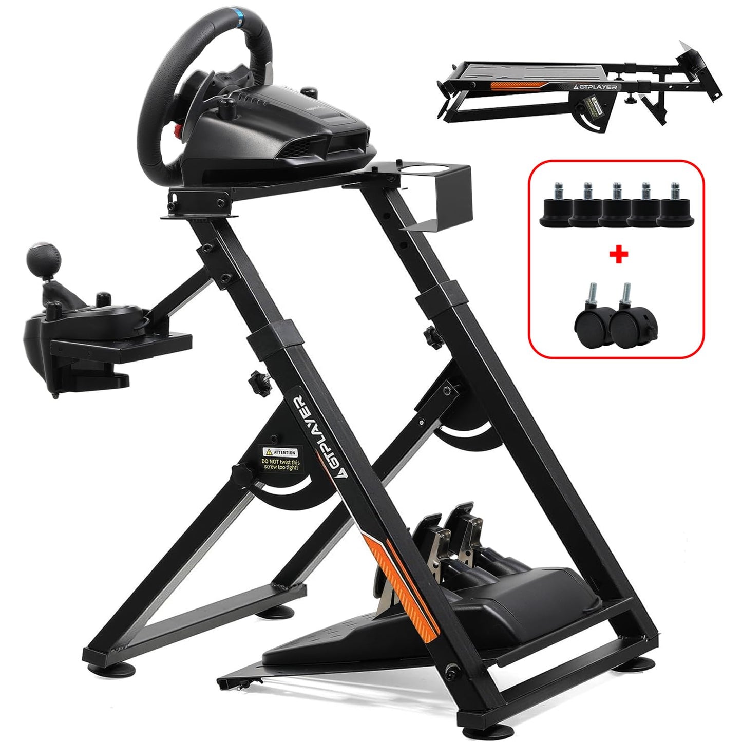 Lenkradständer für Gaming mit Schalthebelhalterung, Orange