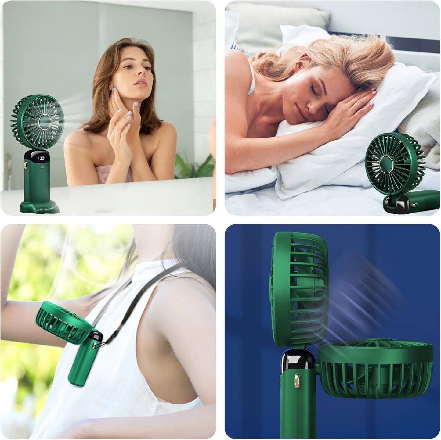 Tragbarer Mini-Handventilator, faltbar, USB-betrieben, Grün