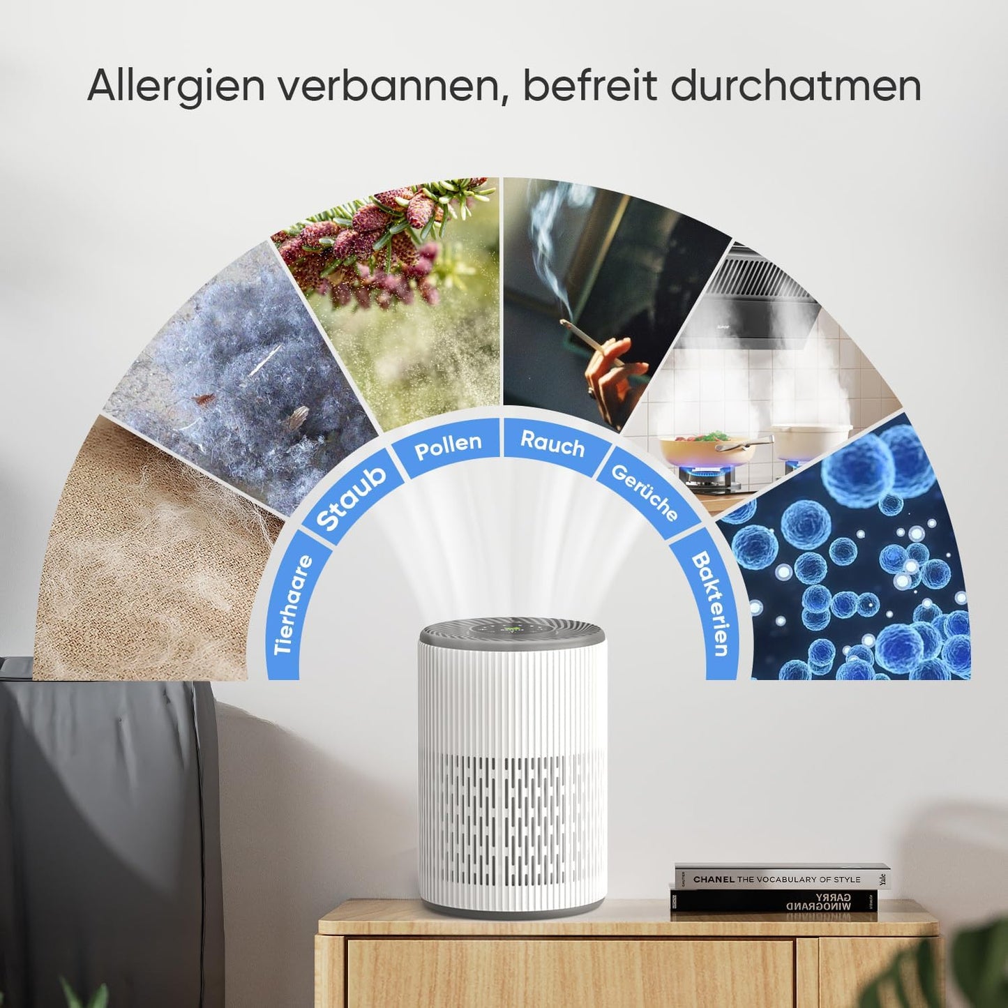 Tragbarer Luftreiniger mit Aroma & Nachtlicht, Lichter & Aroma