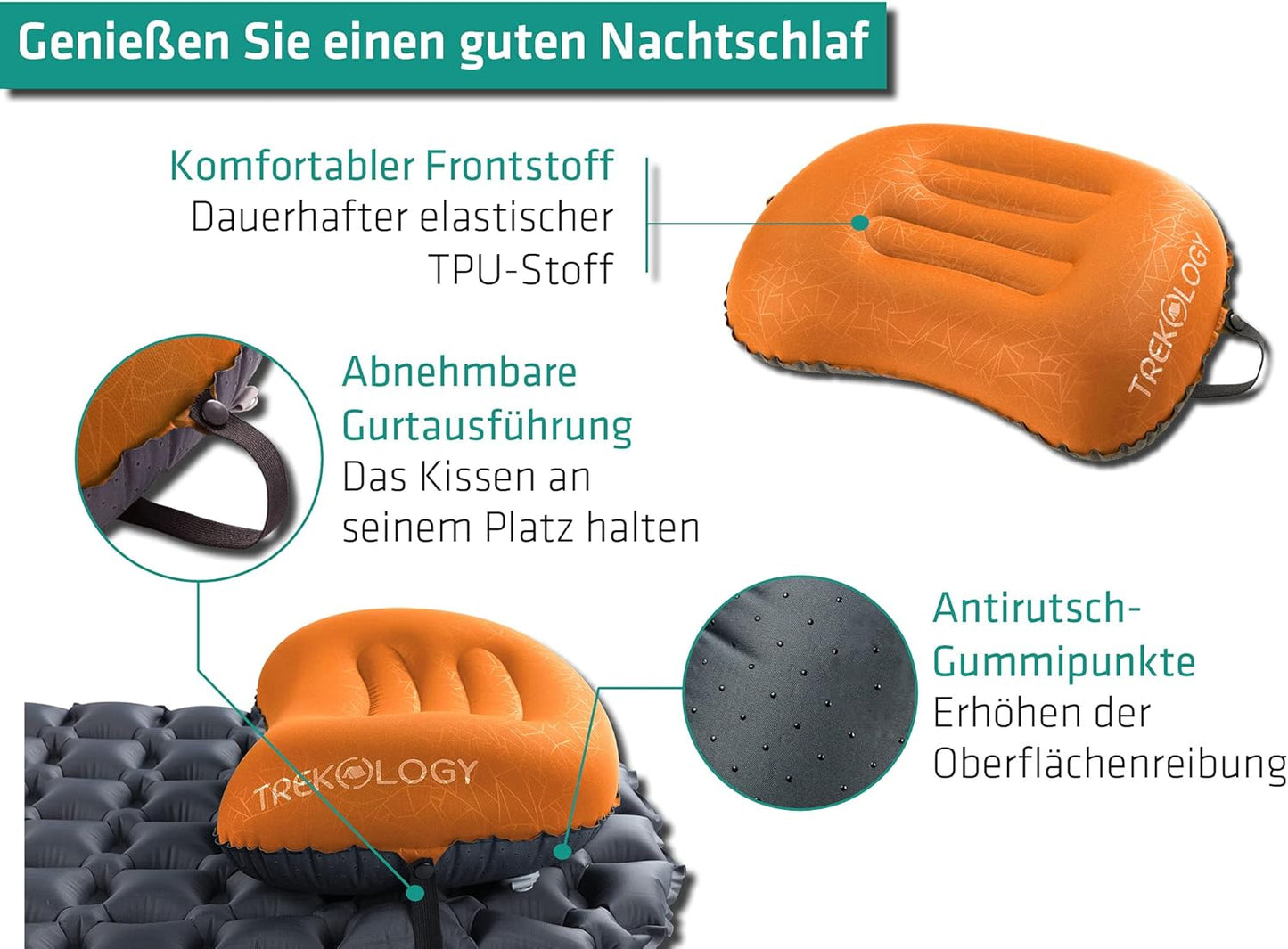 Aufblasbares Camping-Nackenkissen Aluft, Aluft 2.0 (Orange)