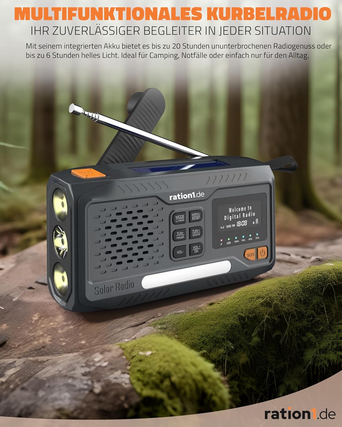 DAB+ Kurbelradio, Kurbelradio 8in1