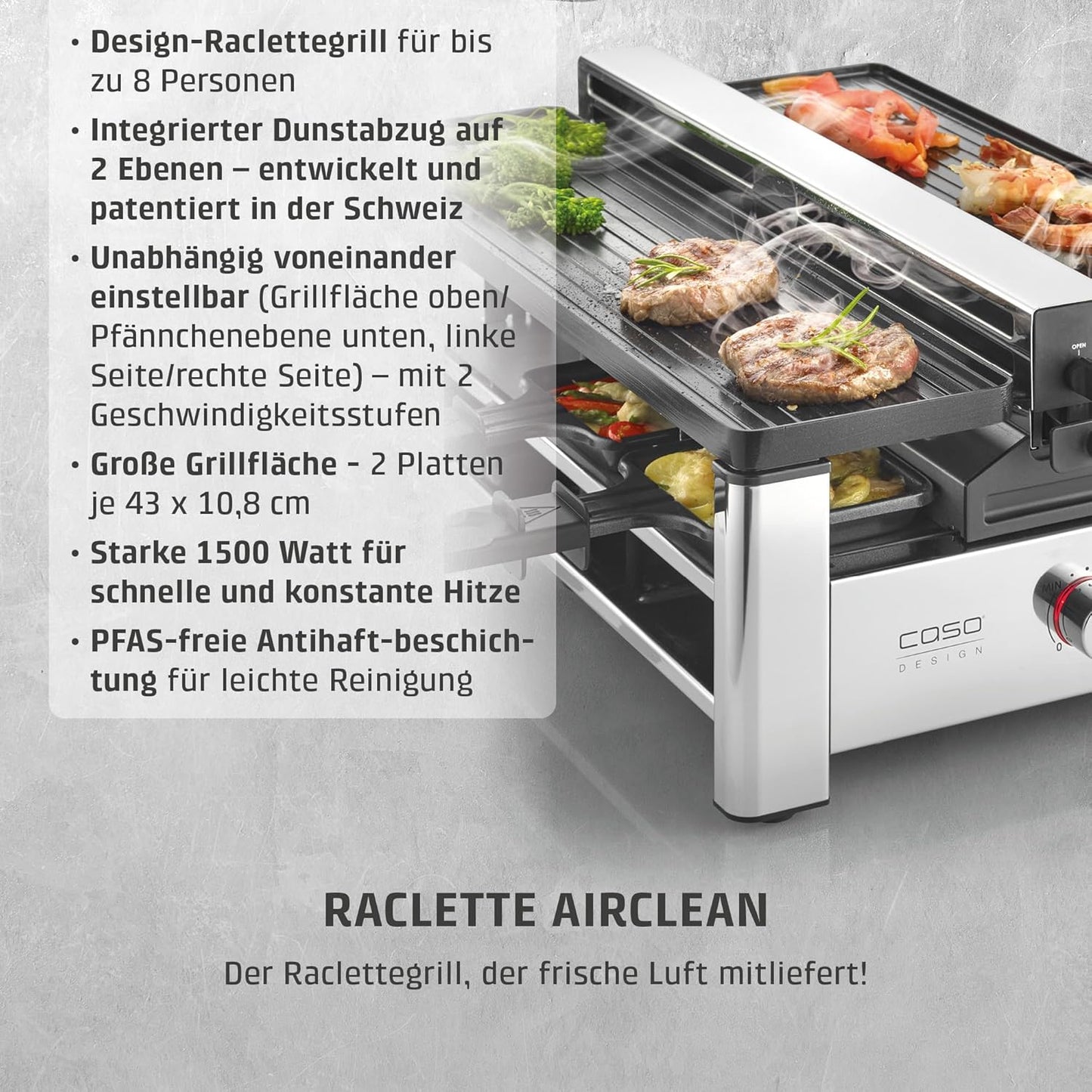 AirClean Raclettegrill mit Dunstabzug