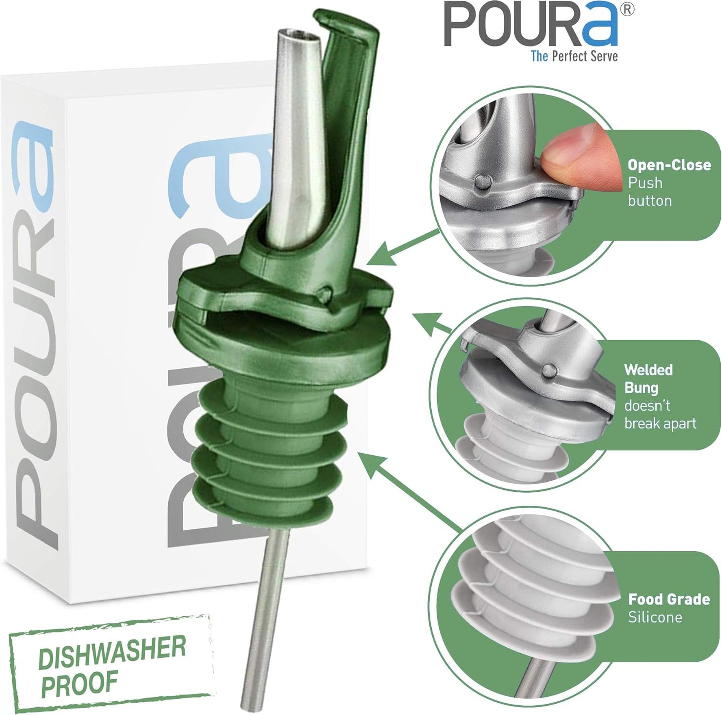 6er-Set Ausgiesser für Öl, 6pk Grün