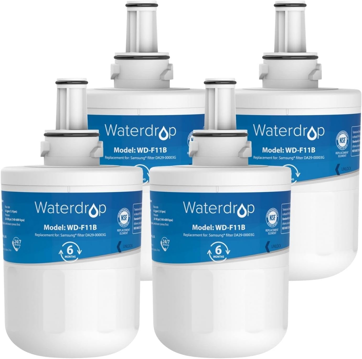 4-teiliges Kühlschrank Wasserfilter Ersatz-Set WD-F11B, 4 Stück (1er Pack)