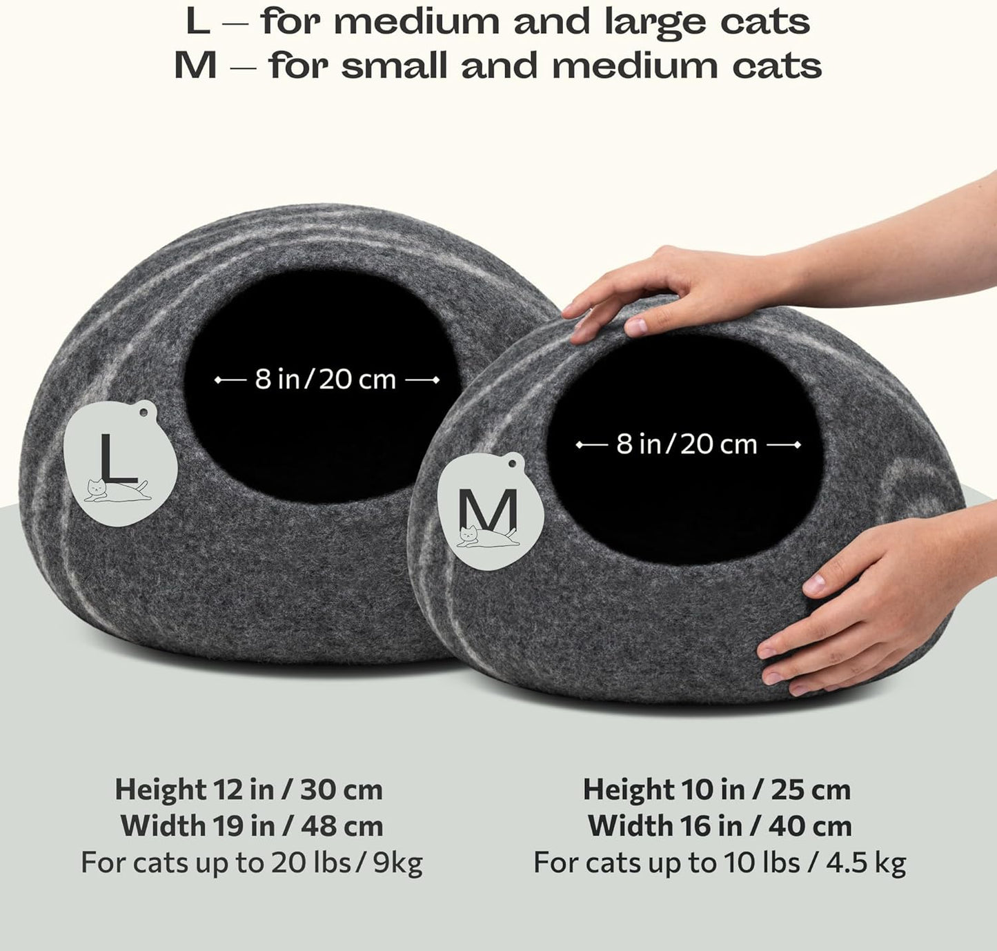 Handgefilztes Katzenbett, Dark Grey M