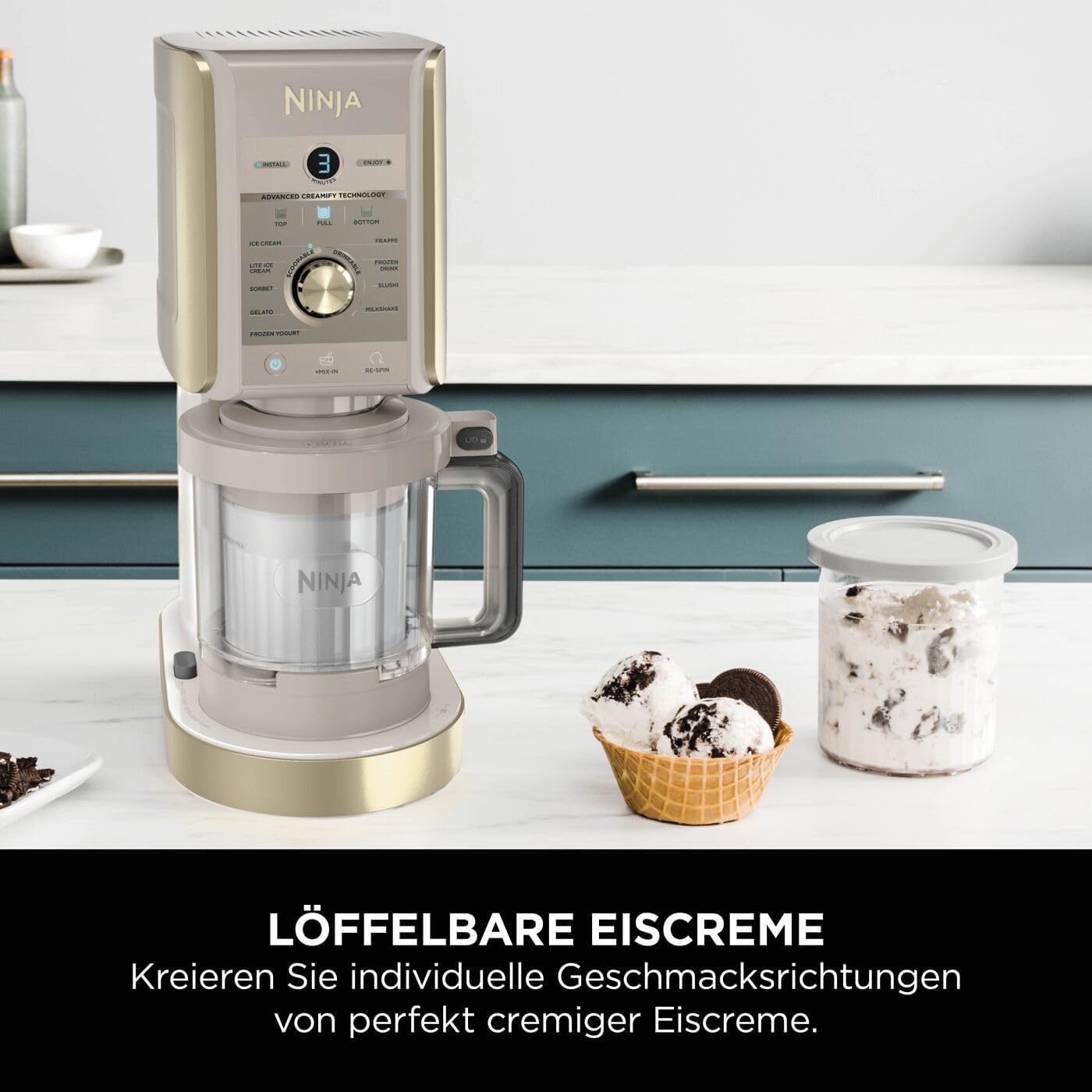 CREAMi Deluxe Eismaschine mit 10 Funktionen, NC502EUSTGD, Stone Gold