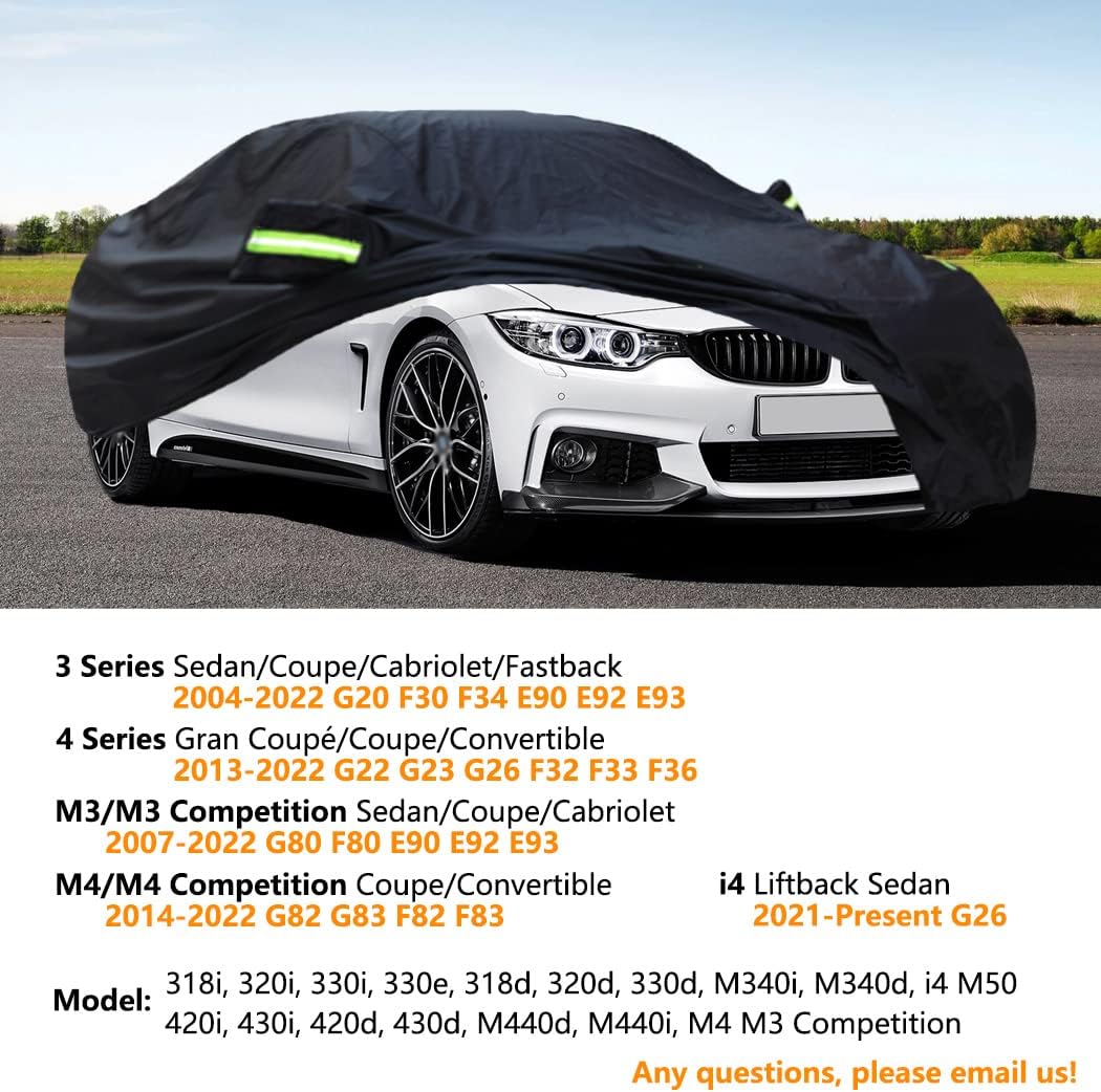 Autoabdeckung für BMW 3er/4er/M3/M4, wasserdicht, UV-Schutz, Kompatibel mit BMW 3er Limousine/ 4er/M3/ M4