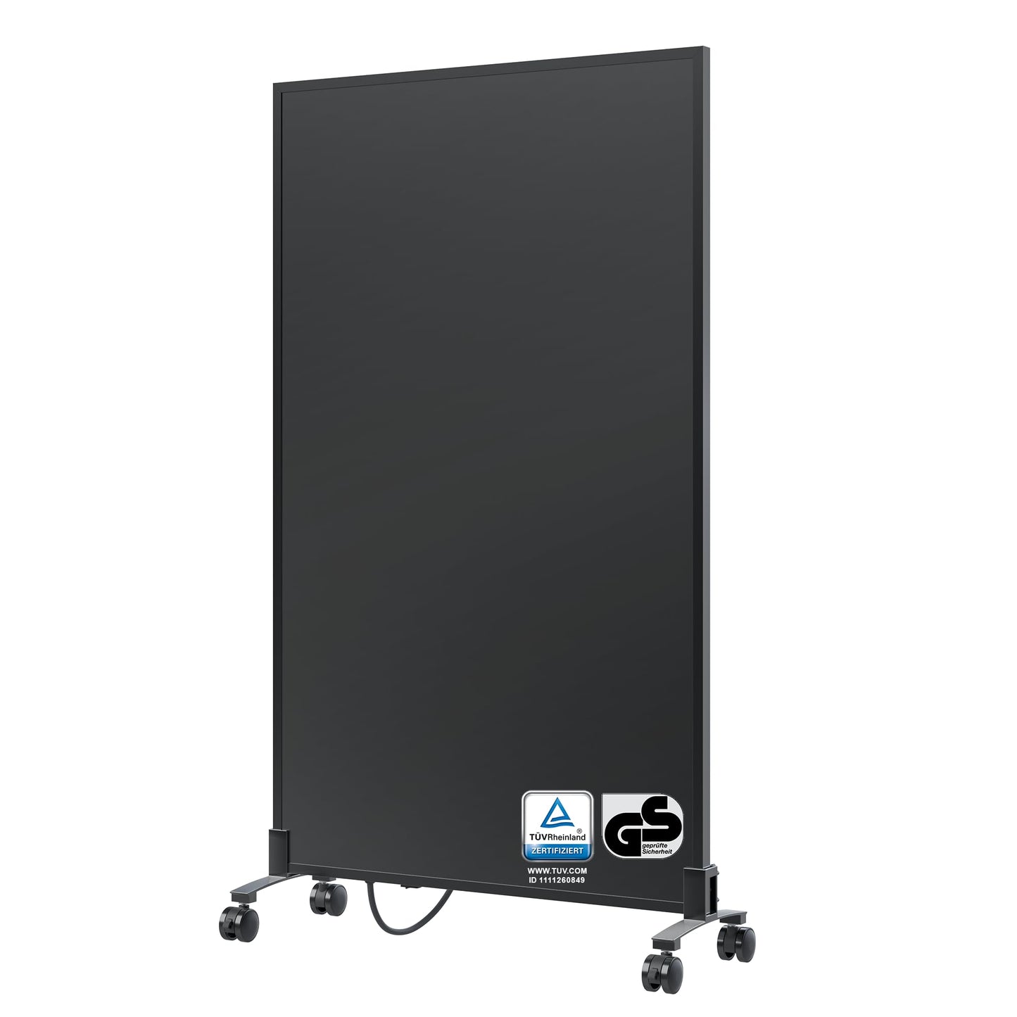 Infrarotheizung mit Standfüssen auf Rollen, Schwarz 600 Watt
