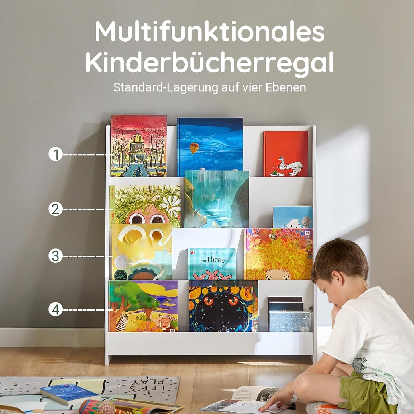 Kinderbücherregal, 80x88x30cm Weiß