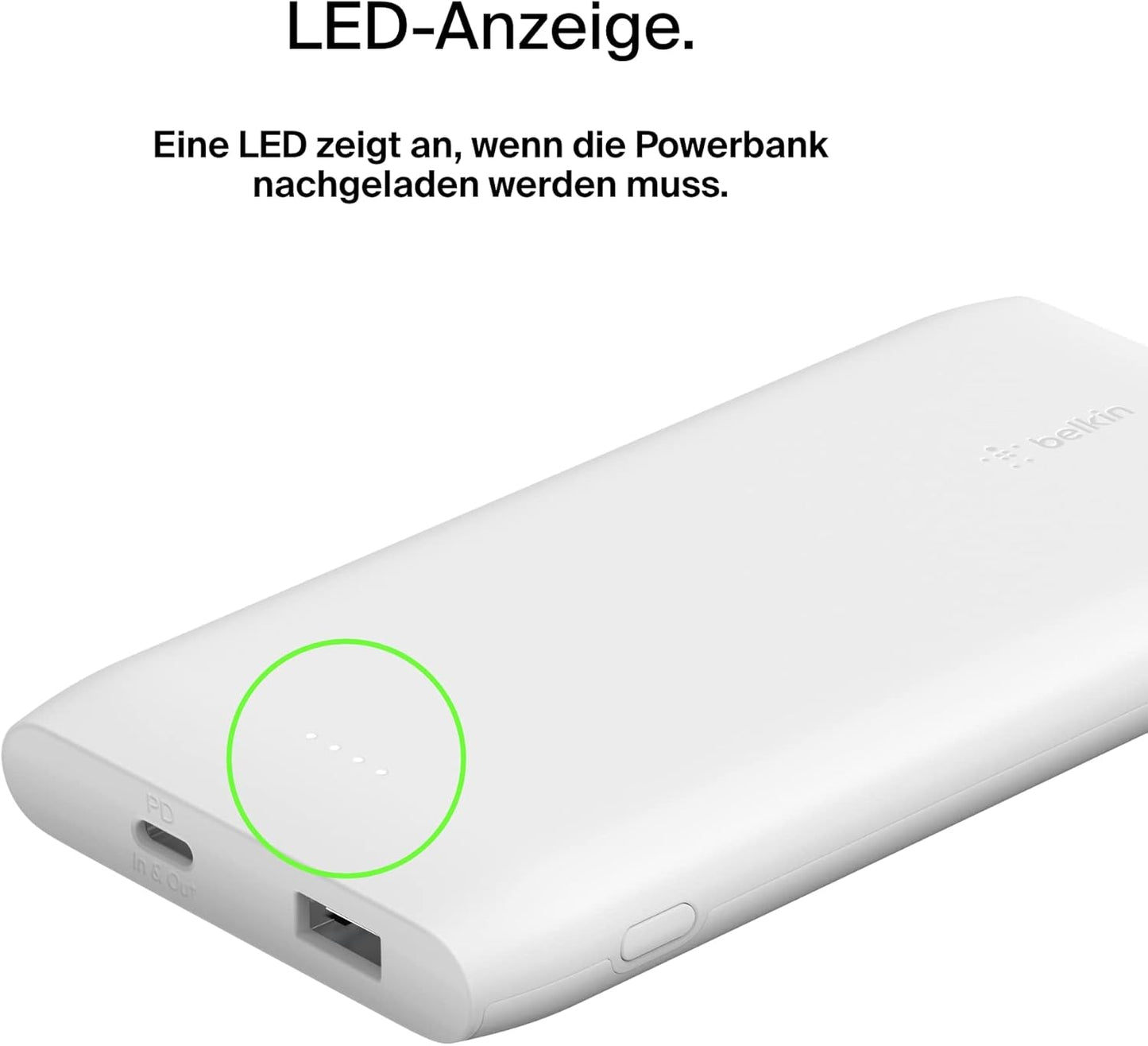 Powerbank USB-C & USB-A, Schnellladegerät, Weiss