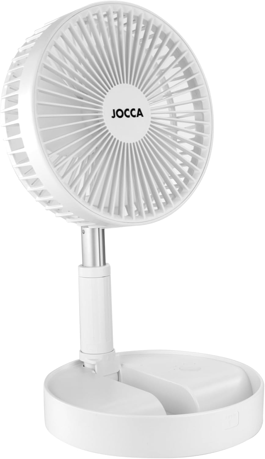 Faltbarer Standventilator mit Fernbedienung, höhenverstellbar, Weiss mit Fernbedienung