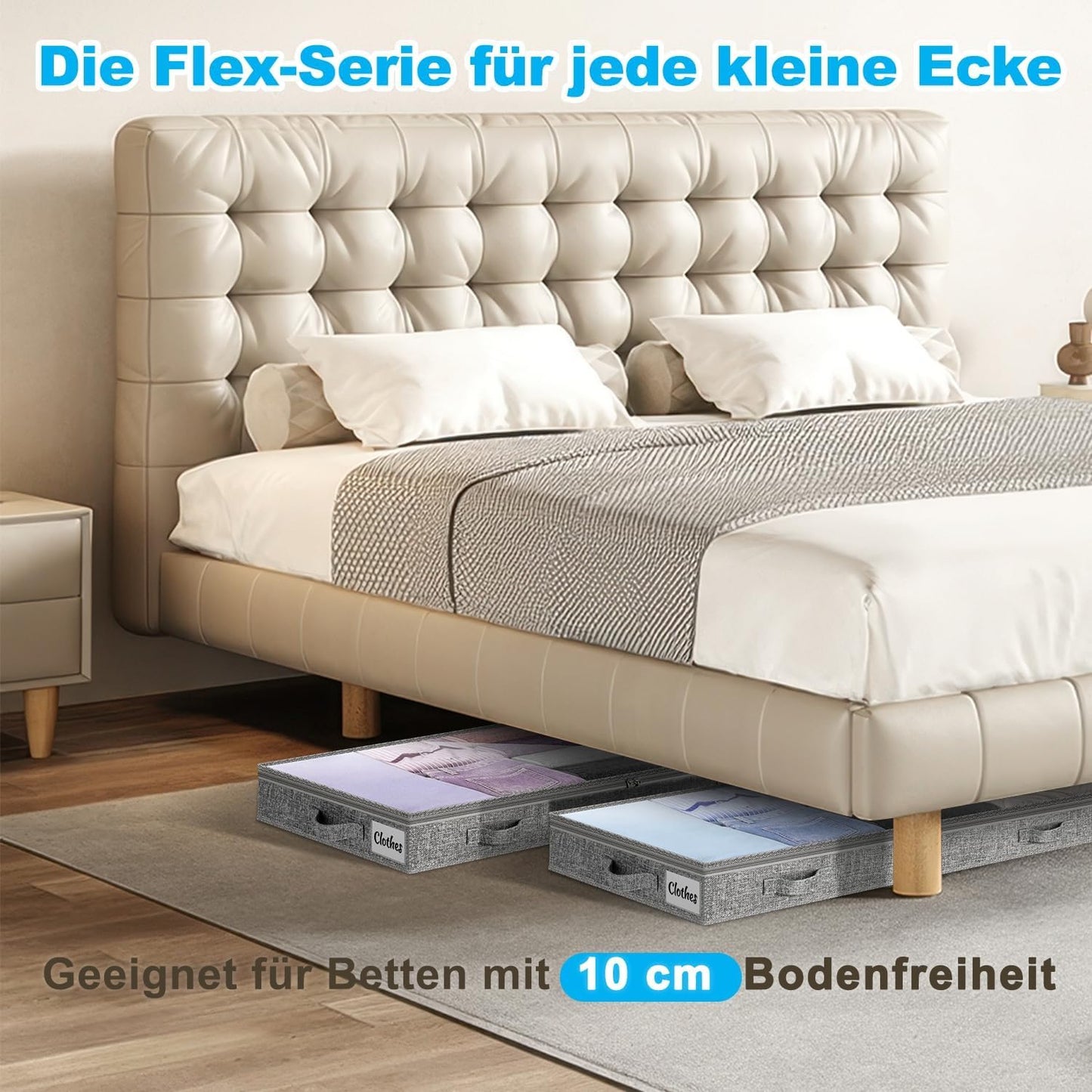 Unterbett-Aufbewahrungsboxen Set, Grau