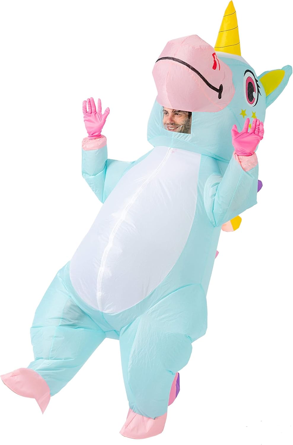 Aufblasbares Einhorn Kostüm für Erwachsene, Einheitsgröße Blau