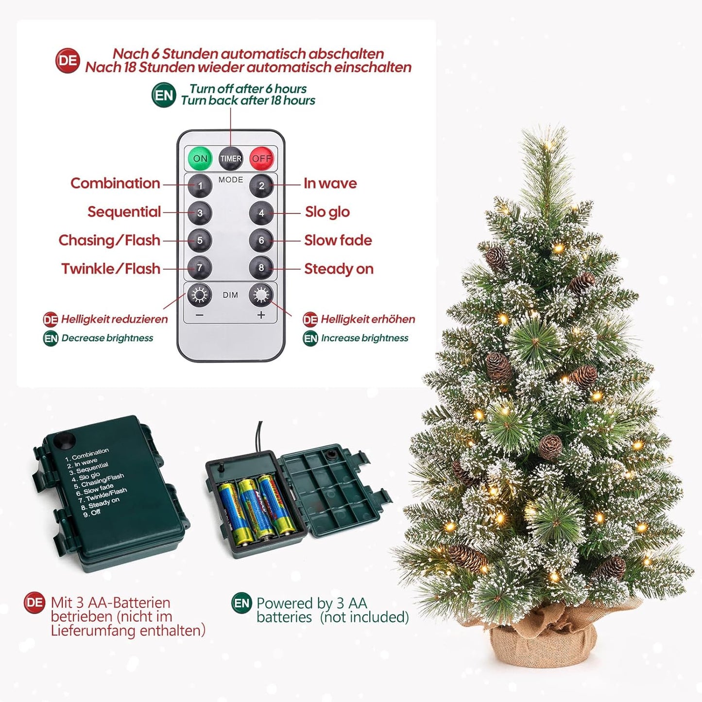 Mini-Weihnachtsbaum mit LED-Beleuchtung, 70 cm