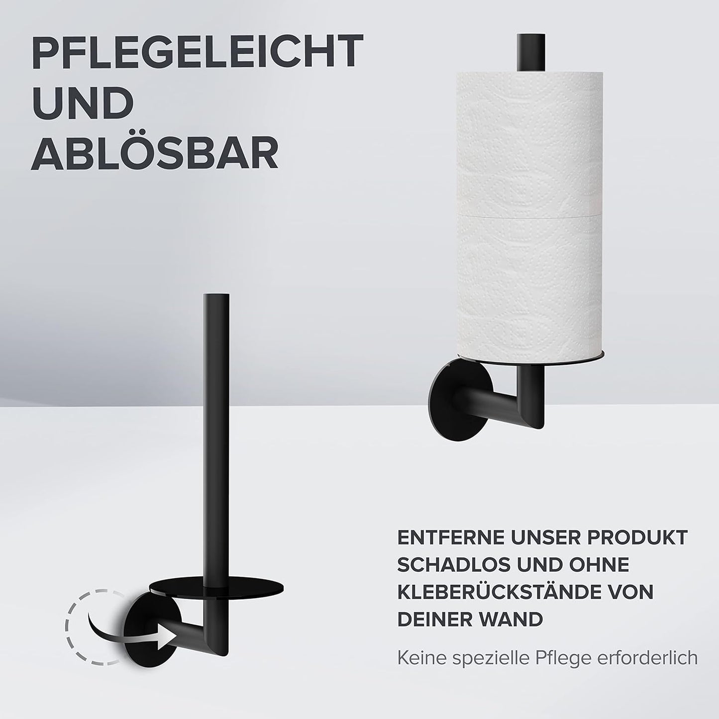 Ersatzrollenhalter selbstklebend für 2 WC-Rollen, Schwarz Zum Kleben