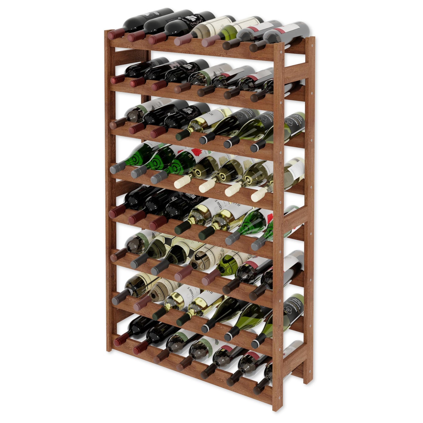 Weinregal für 56 Flaschen, Braun RW-1-56, 118 x 72,5 x 25, 7 liegen, 56 Flaschen