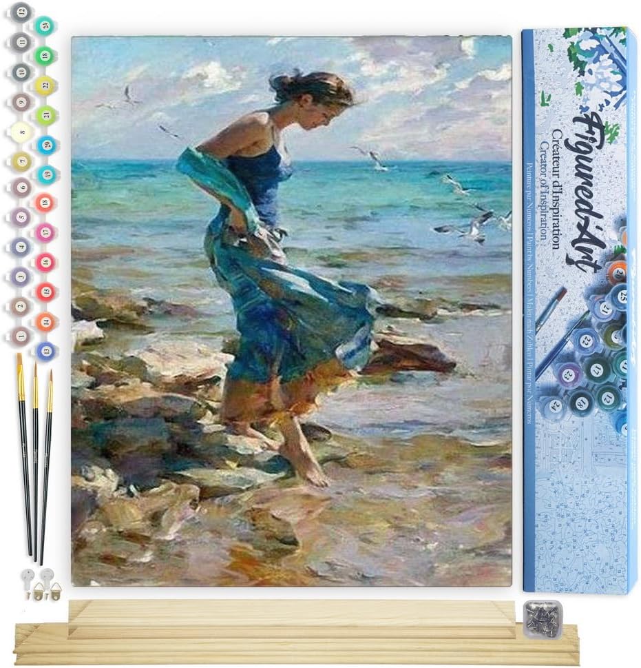 Malen nach Zahlen - Schritt ins Wasser, Schritt ins Wasser 40x50cm Mit Keilrahmen (nicht gespannt)
