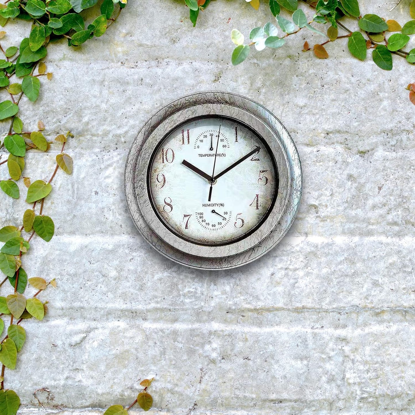 Vintage Wanduhr mit Thermo- und Hygrometer