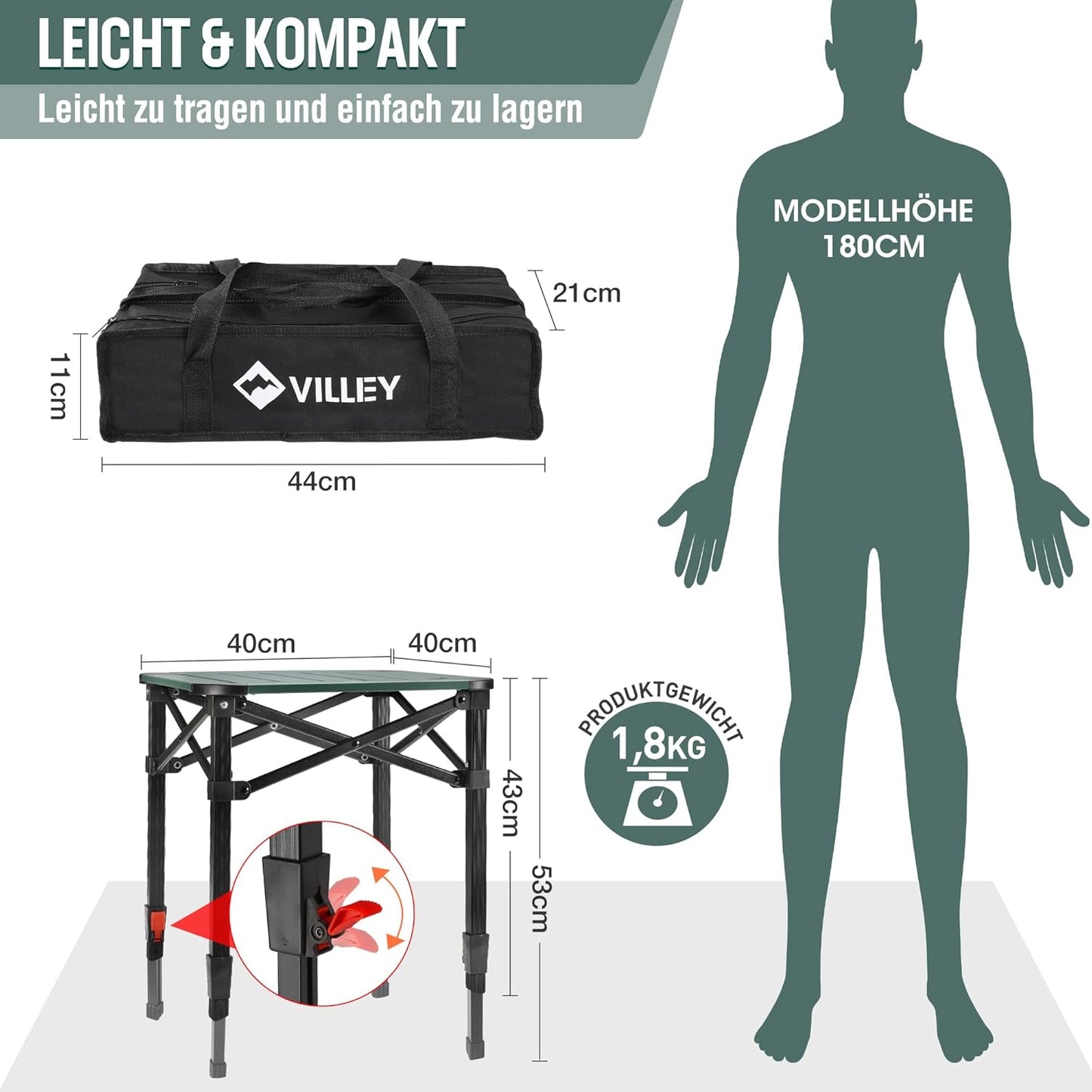 Klapptisch mit Tragetasche, Small