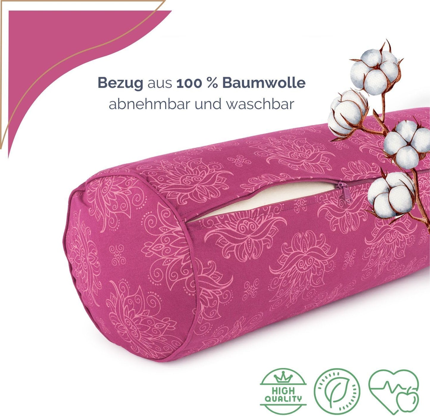 Yoga Bolster, Lotus / berry
