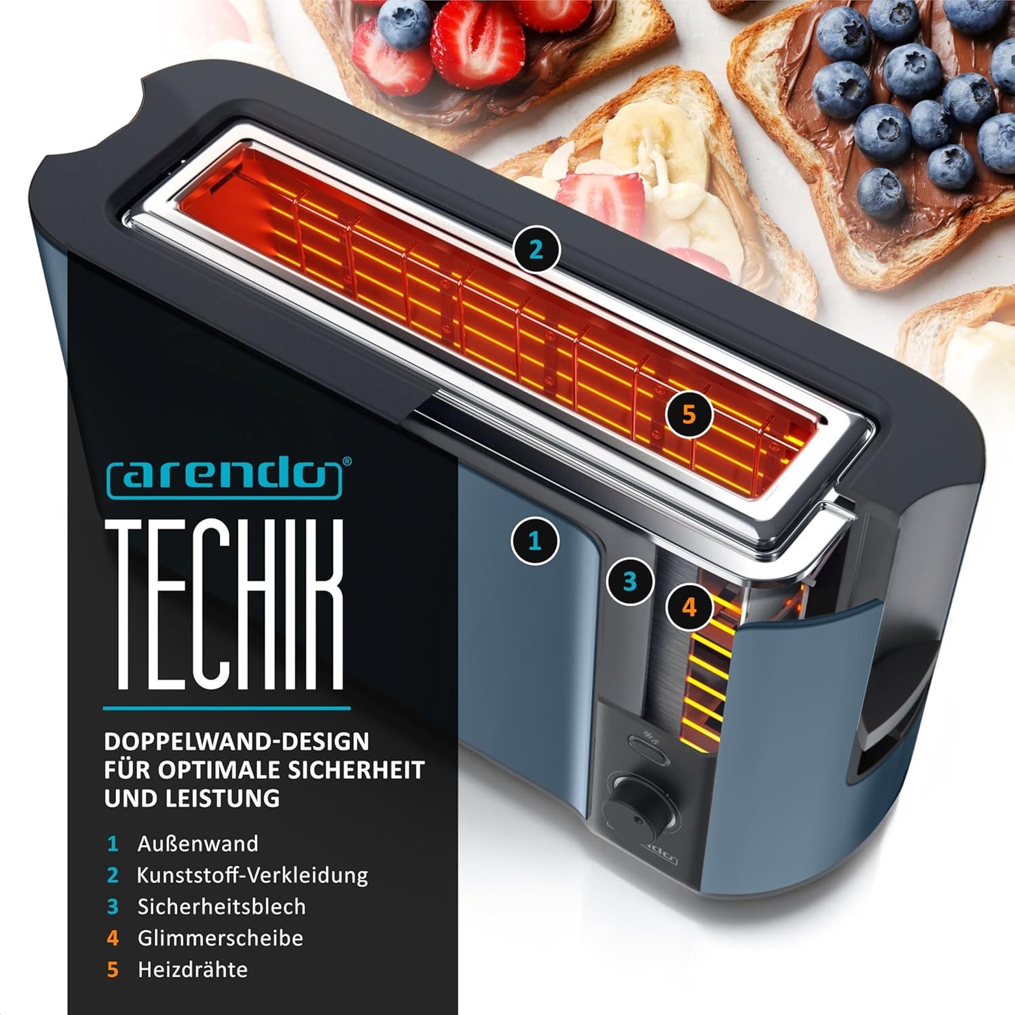 Langschlitz-Toaster, H: Admiralblau