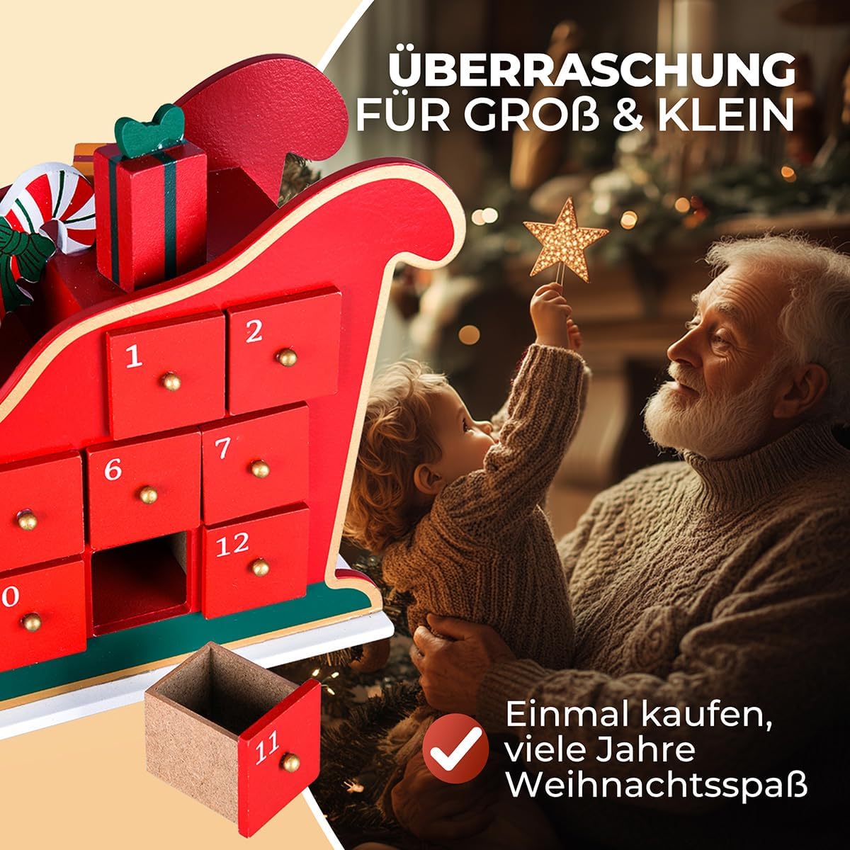 Schlitten, Weihnachtsmann mit Landschaft