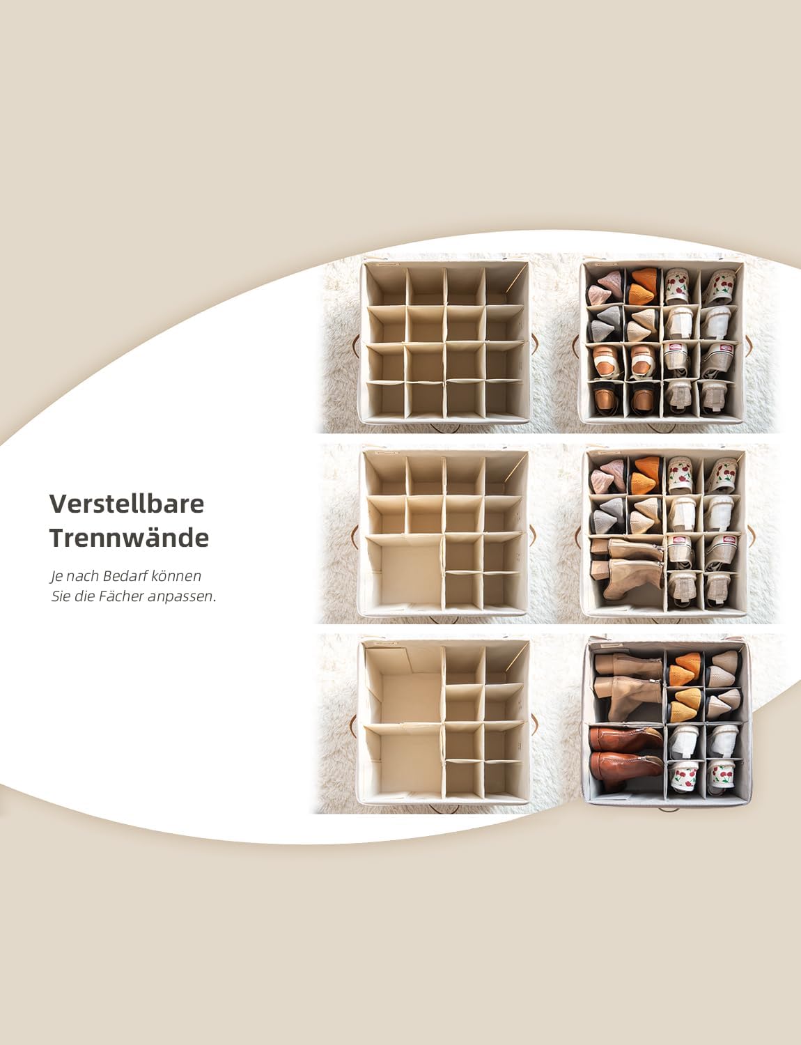 Schuh-Organizer, Beige 43 x 43 x 32 cm