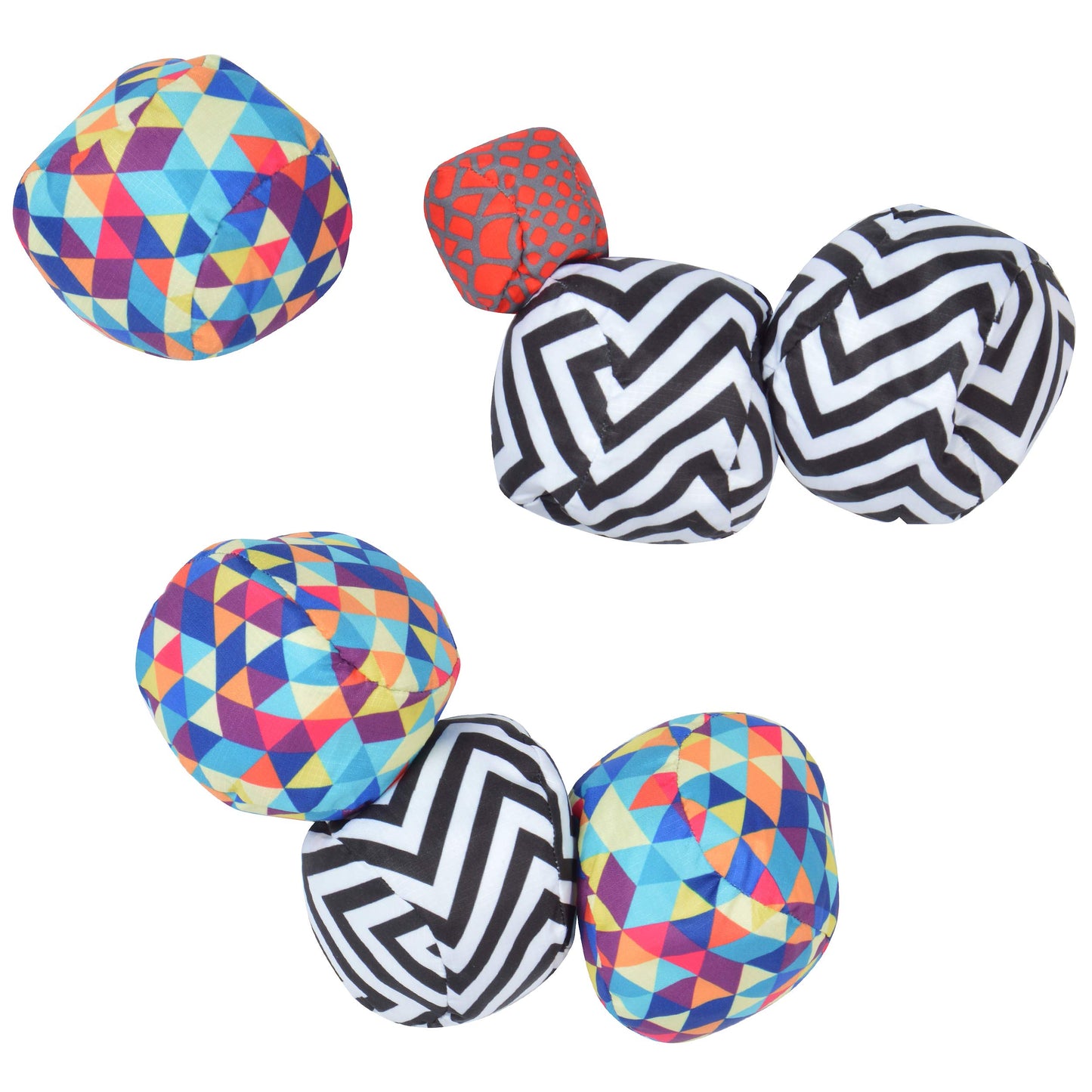 Soft-Boule Set mit Tragetasche, Triangle/Ziczac - Colorful/Black-and-white