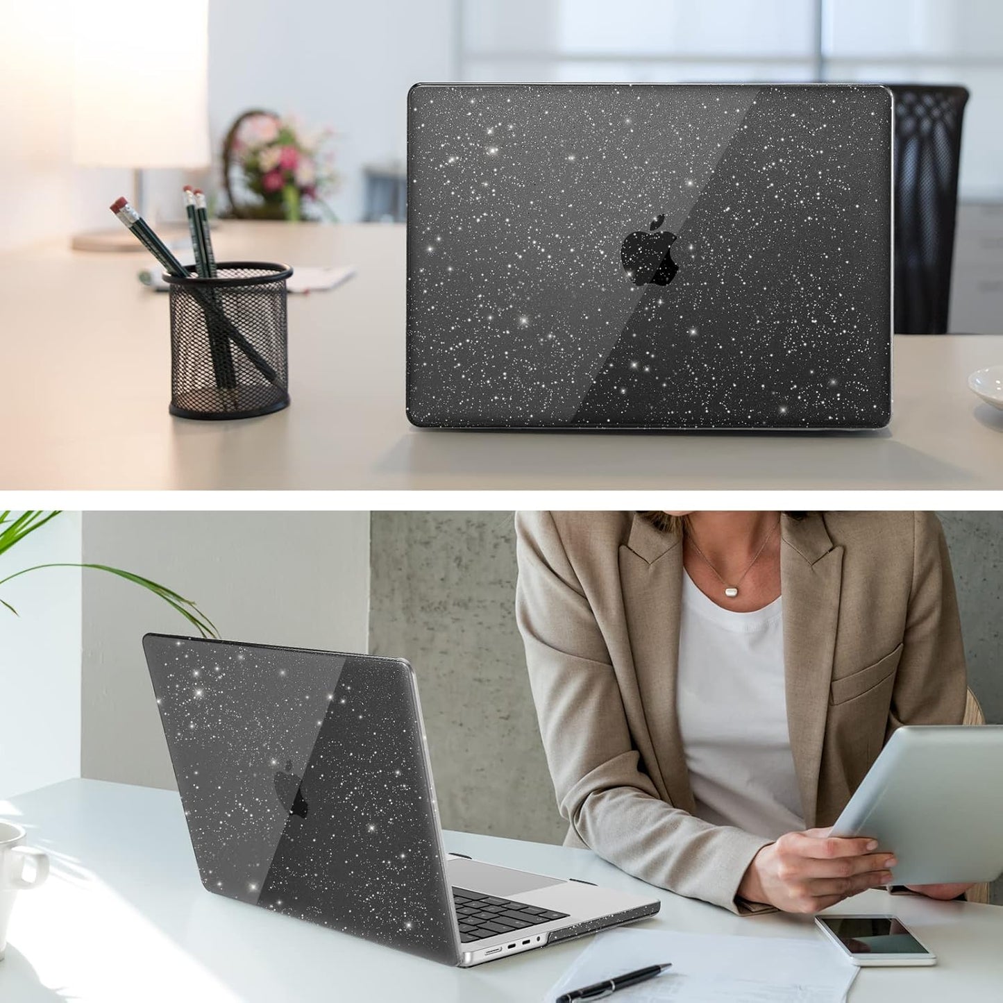 Schutzhülle für MacBook Pro 14 Zoll, Schwarz(Glitzer) Macbook Pro 14''