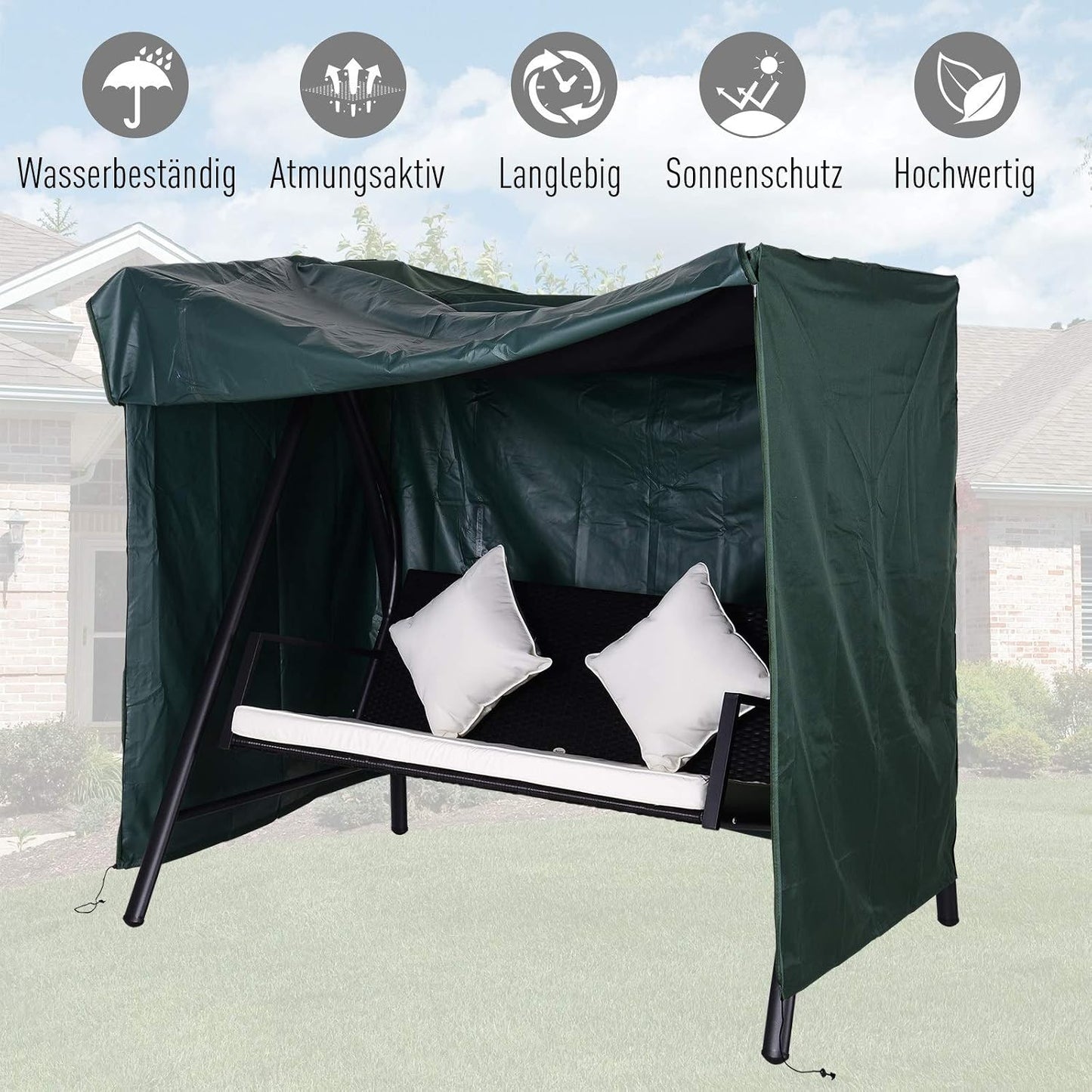 Abdeckung für Hollywoodschaukel, 177L x 114B x 152H cm Dunkelgrün