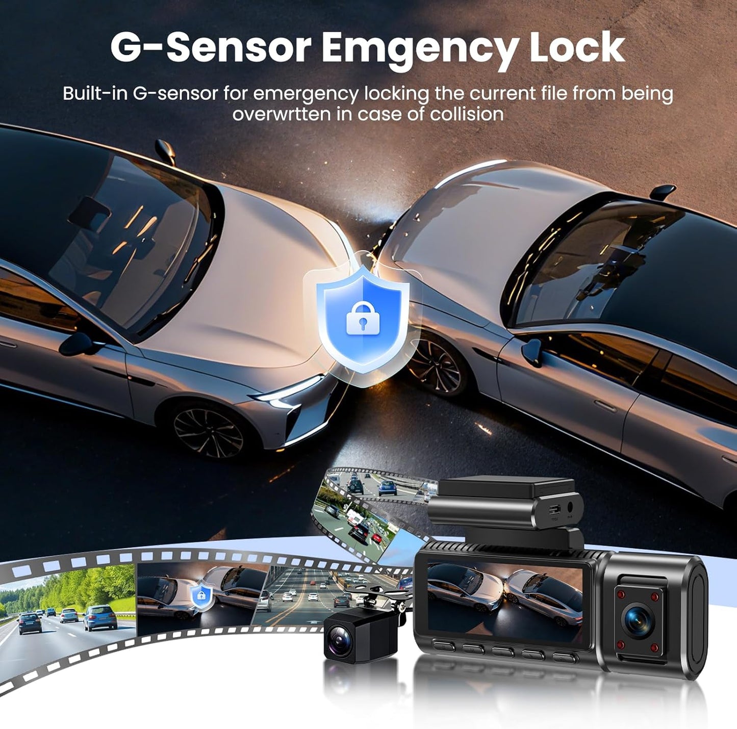 D5 4K Dashcam mit 3-Kanal-Aufnahme & GPS/WiFi, D5