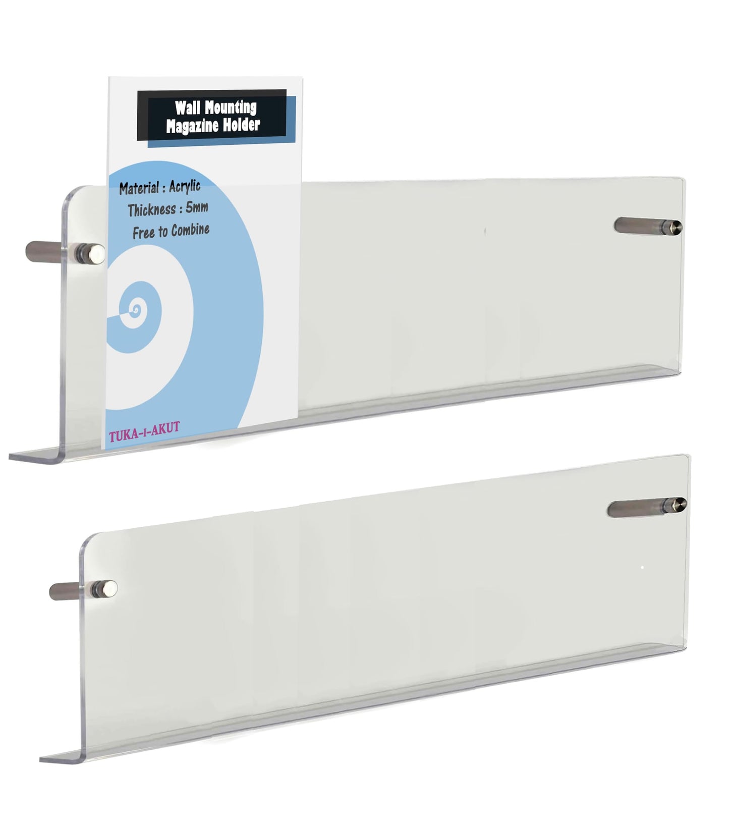 2-teiliges Wand-Prospekthalter Set, 2 Schichten 100cm | Transparent