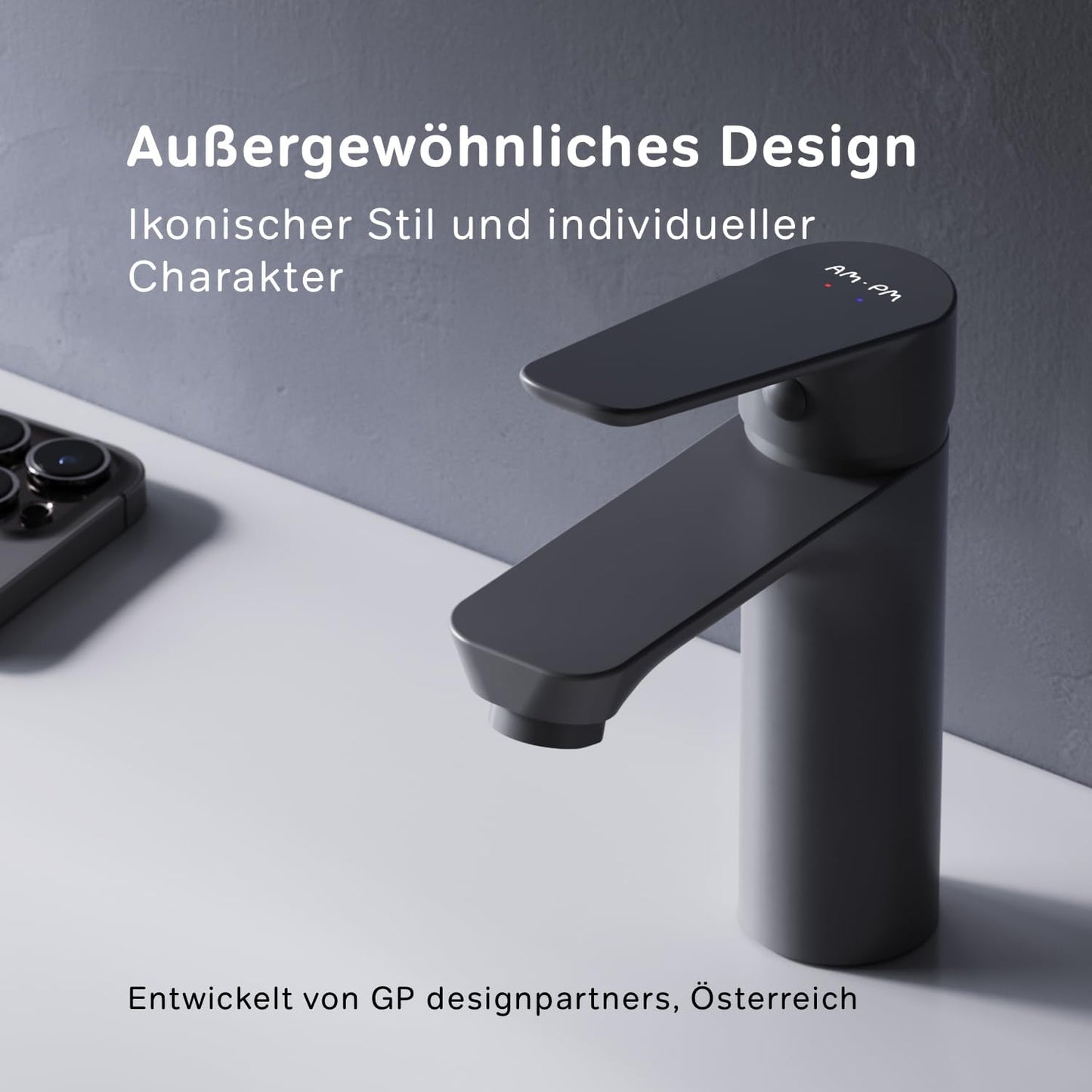 Einhebel-Waschtischmischer für Badezimmer FTA02122, Ohne Ablaufgarnitur, Schwarz