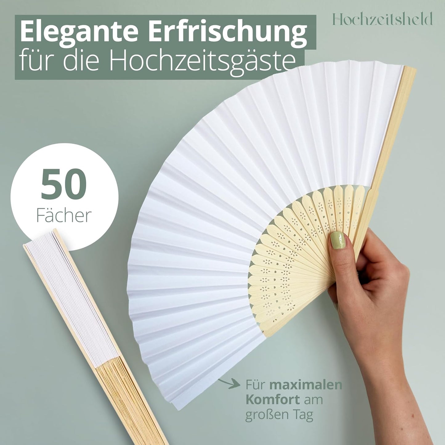 Handfächer-Set für Hochzeiten, 50 Stück, 50 Stück Bambus Handfächer
