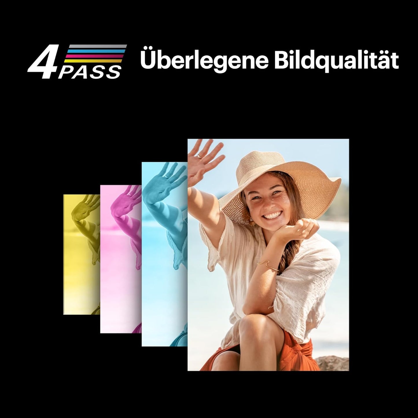Mini 3 Retro 4Pass Tragbarer Fotodrucker, Imprimante + Paquet avec 68 Feuilles / weiss
