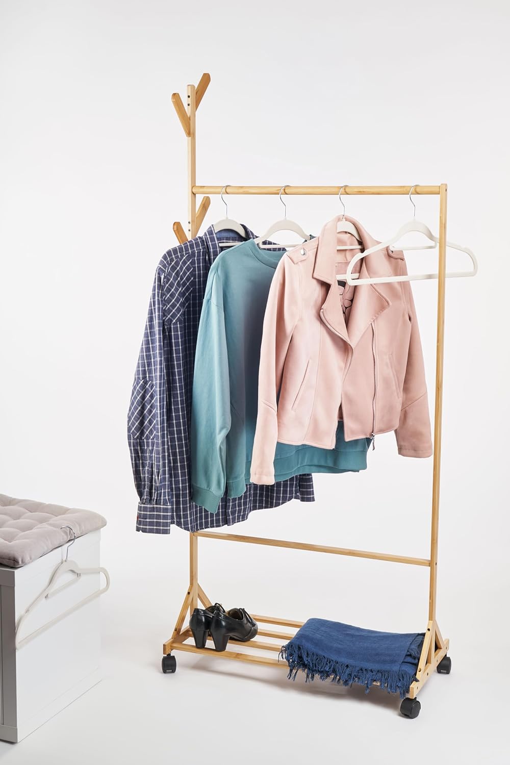 Samt Kleiderbügel-Set mit Drehhaken (50 Stück), Beige 50