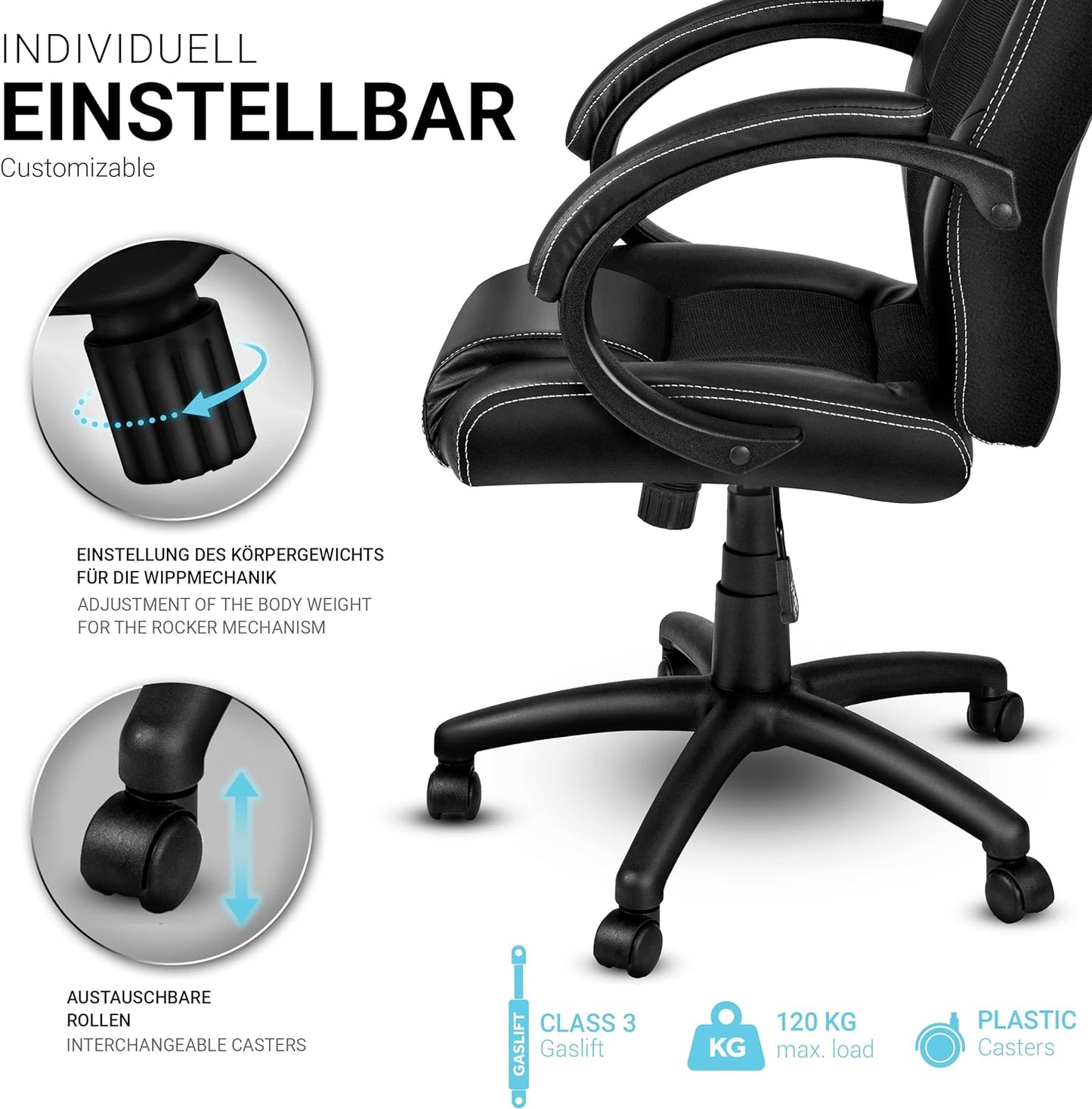 Racing Bürostuhl, Schwarz/Schwarz