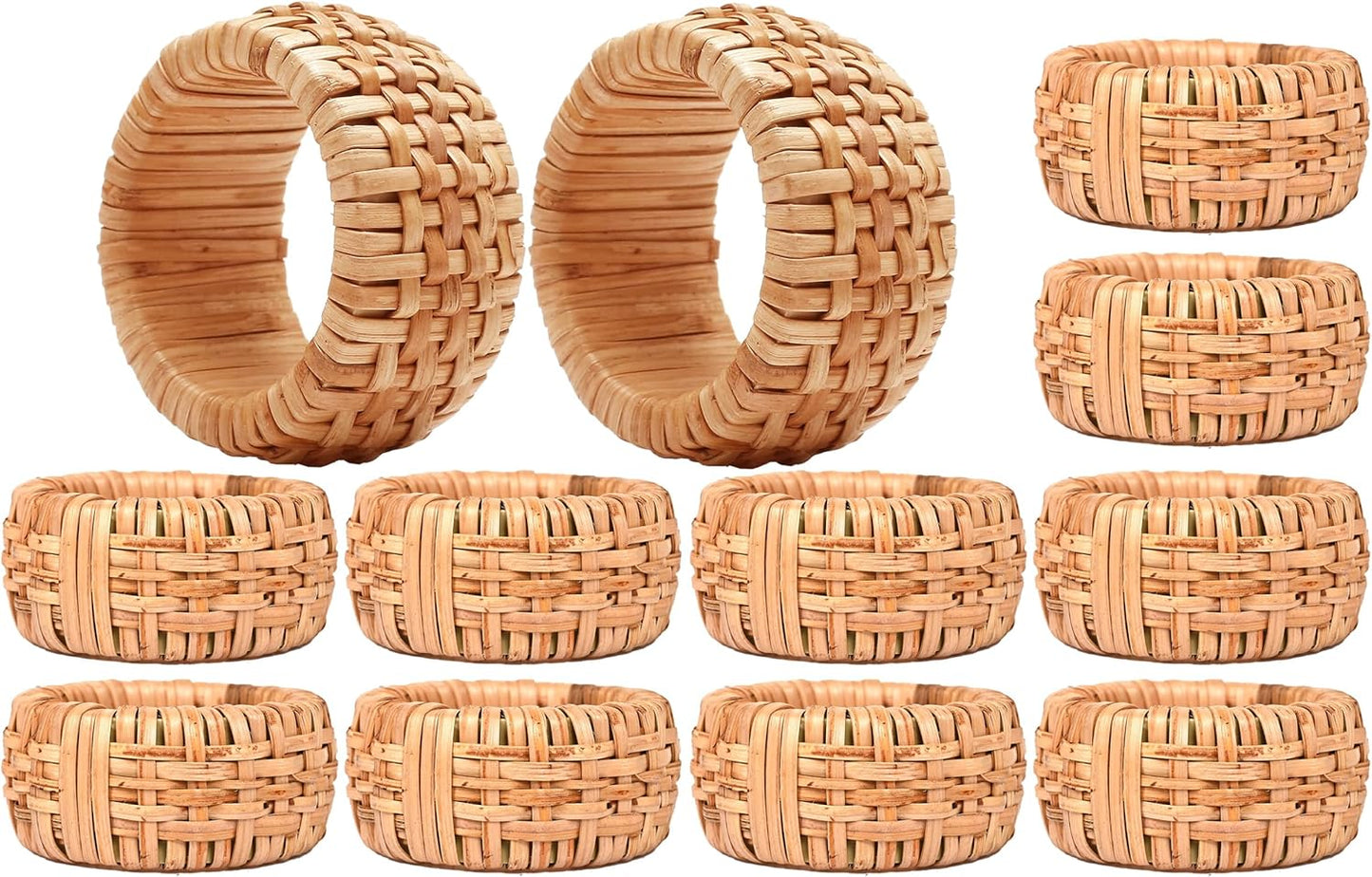 Rattan Serviettenringe-Set, Hautfarben 12- Pack