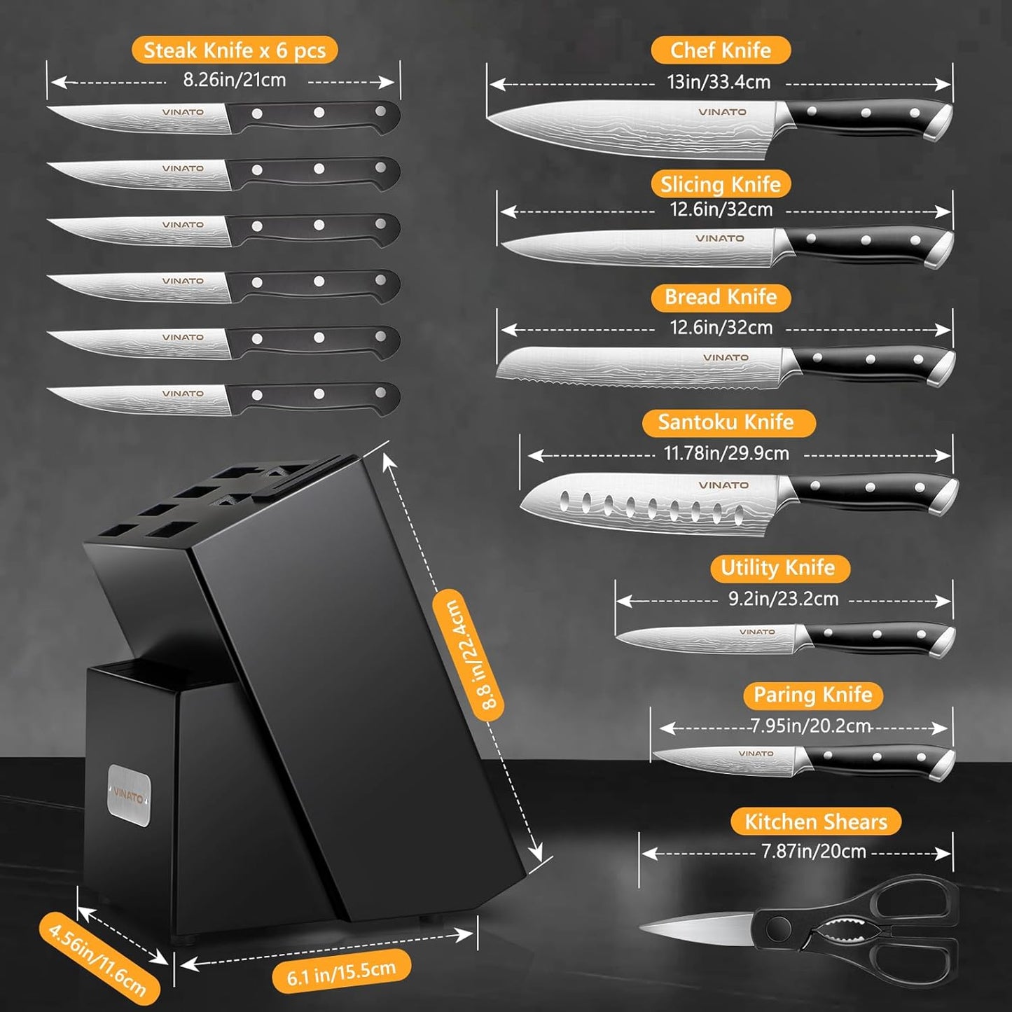 Messerblock Set, Schwarz