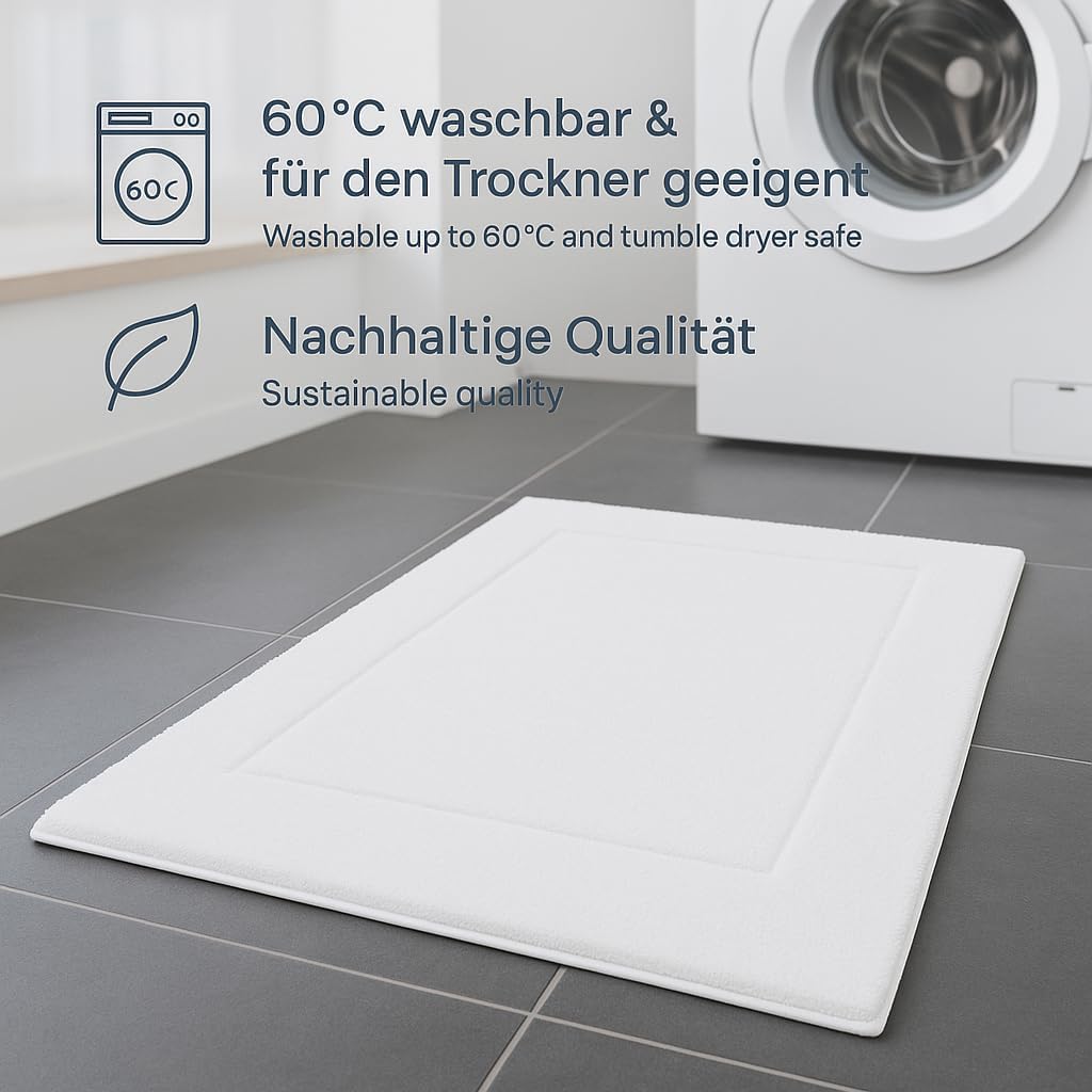 2er-Set Badematten, 50x70 cm, 2x Badvorleger Weiss