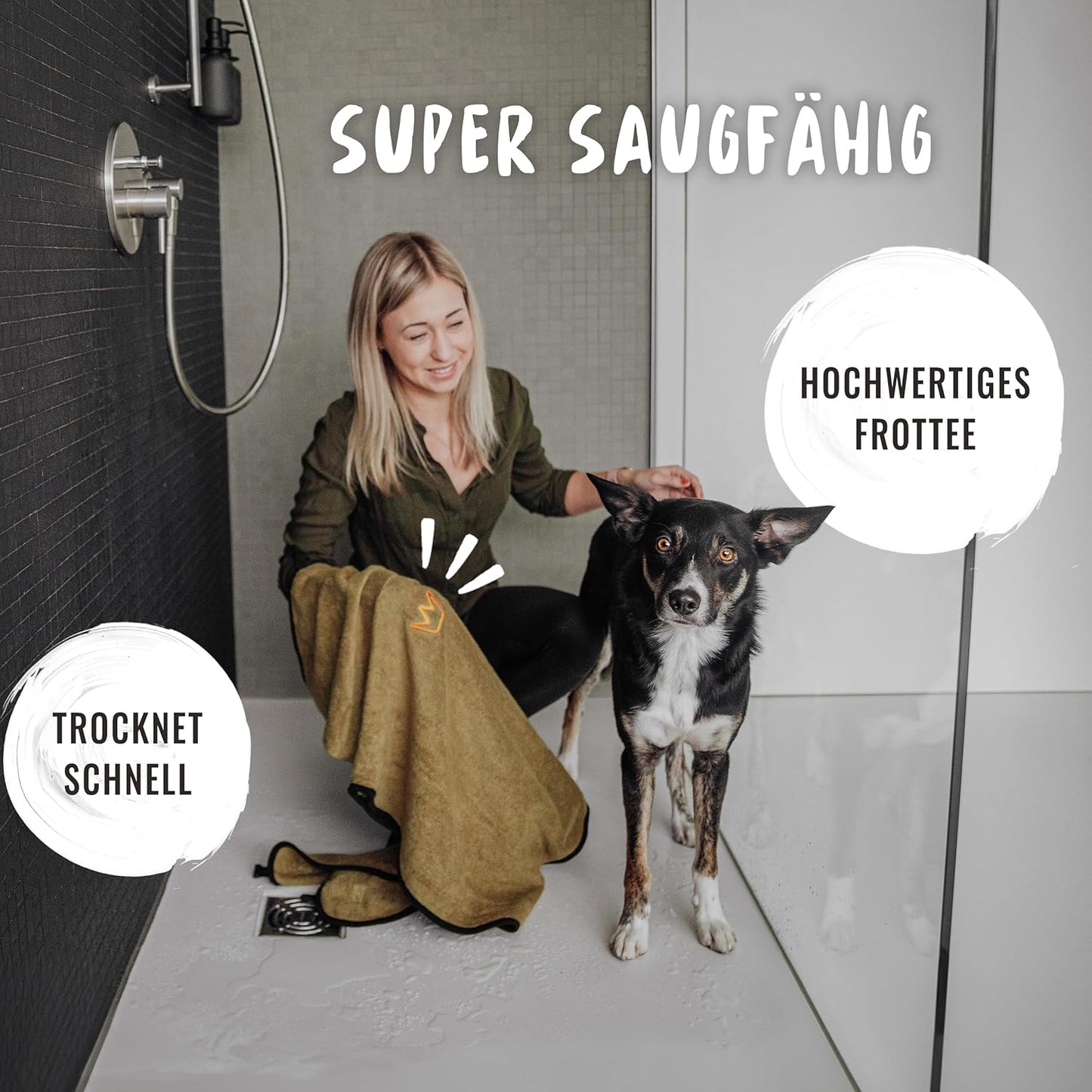Hundebademantel, M Khaki