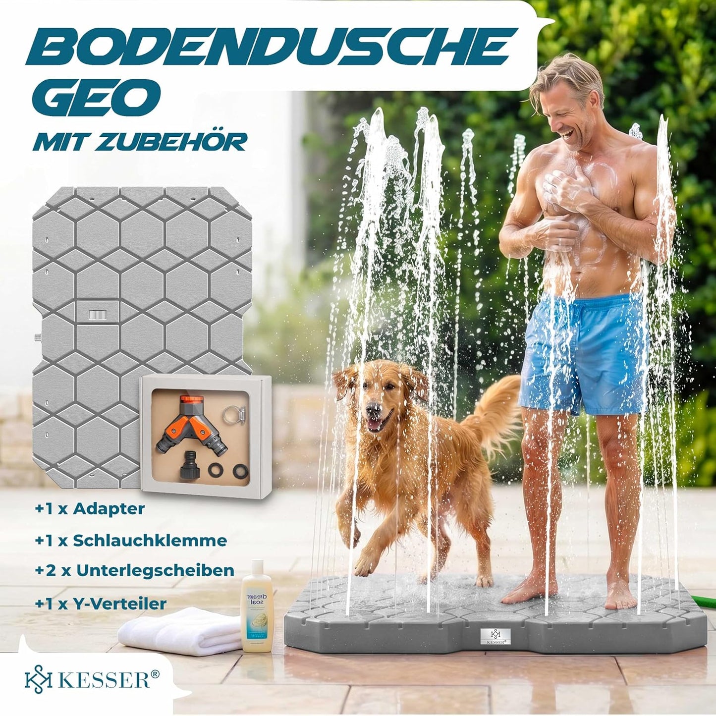 Bodendusche Geo mit Fusssteuerung, Grau